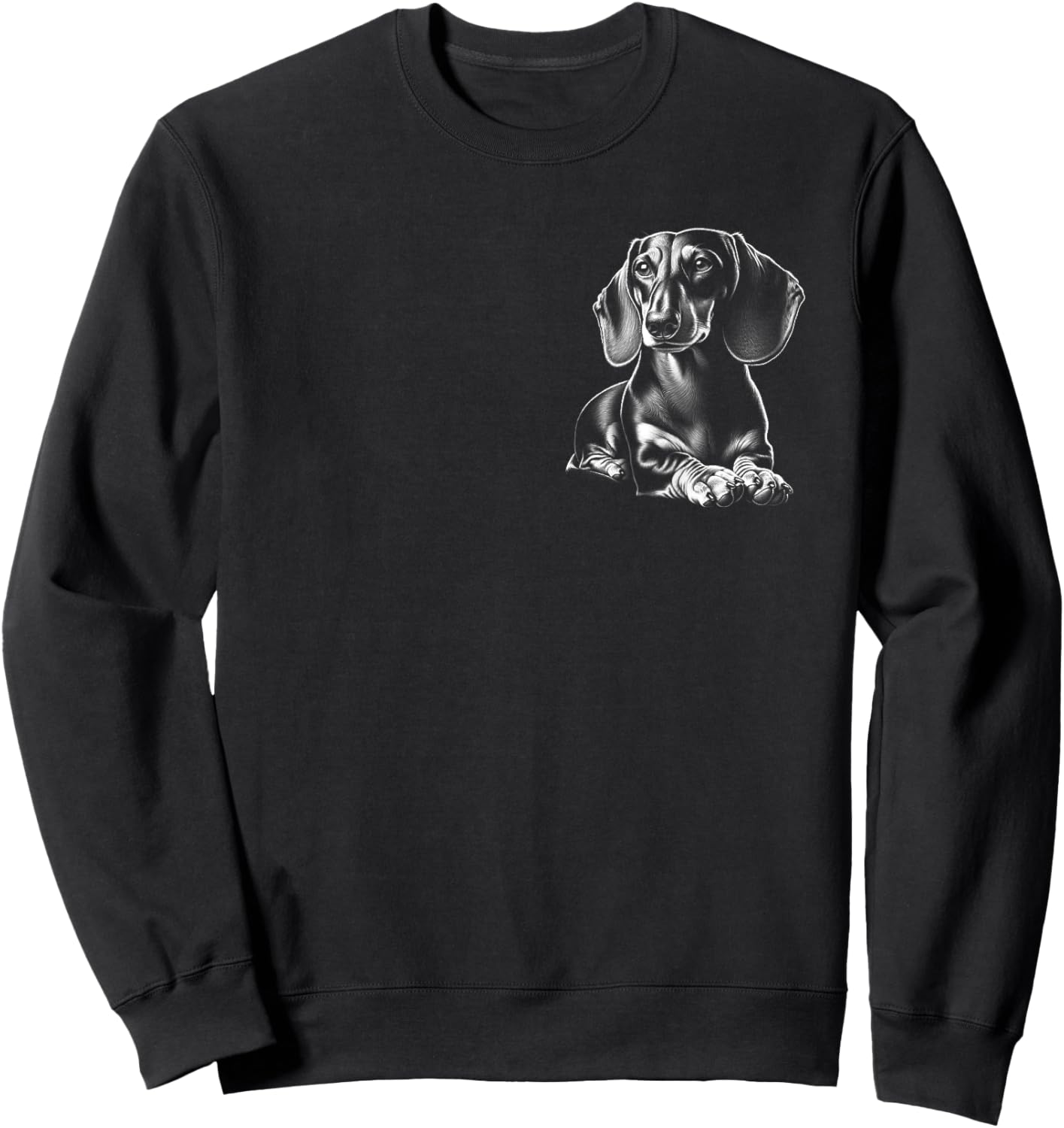 Super Cute Dachshund in Lying Pose on Chest Sweatshirt - Sweatshirt | Black