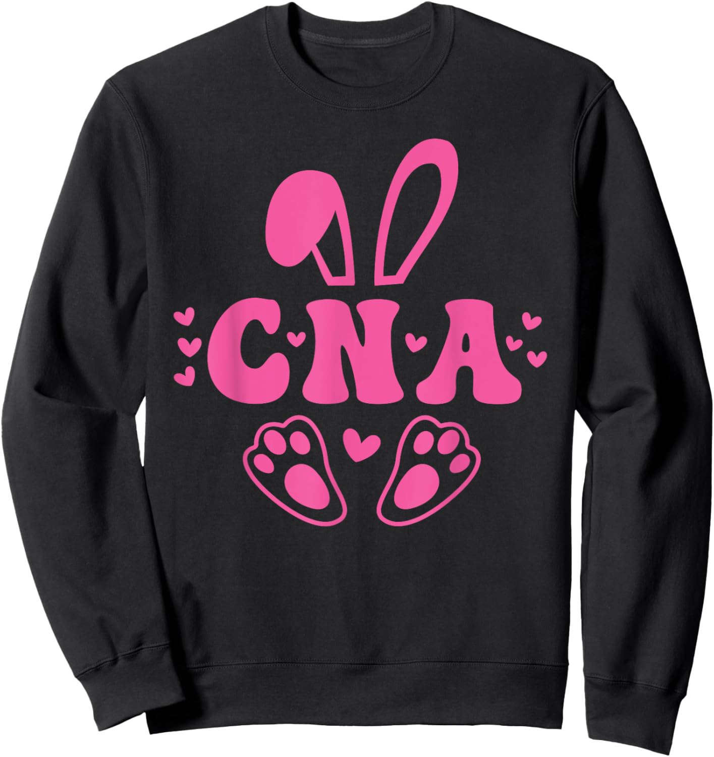 CNA Easter Cute Trendy Healthcare Worker Retro Pink Sweatshirt - Sweatshirt | Black