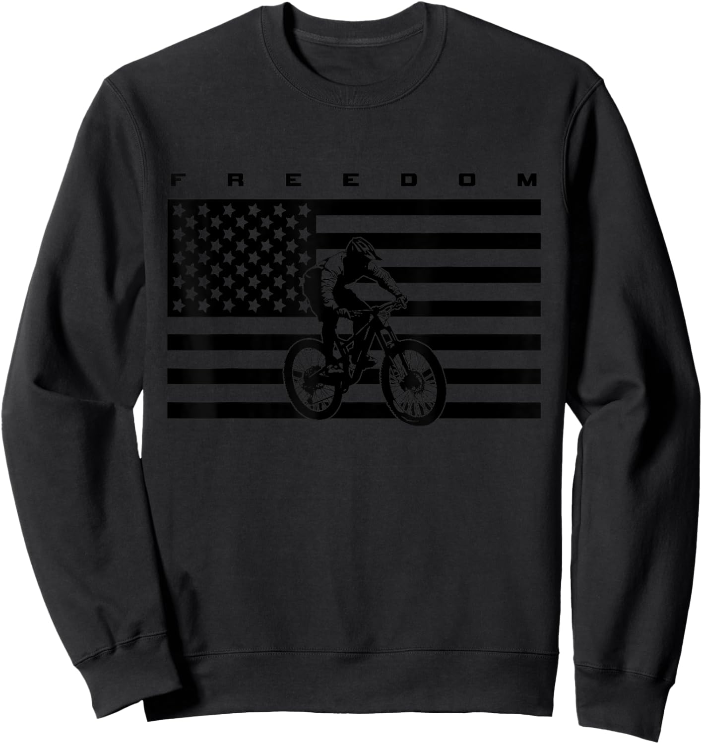 American Flag MTB Mountain Bike Apparel - Mountain Bike Sweatshirt - Sweatshirt | Black