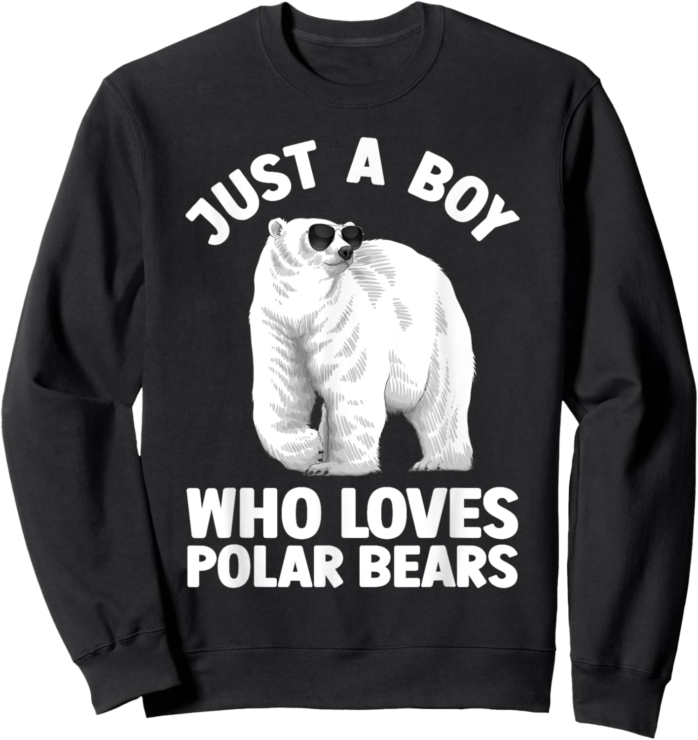 Cute Polar Bear Design Boys Arctic Polar Bear Lover Sweatshirt - Sweatshirt | Black