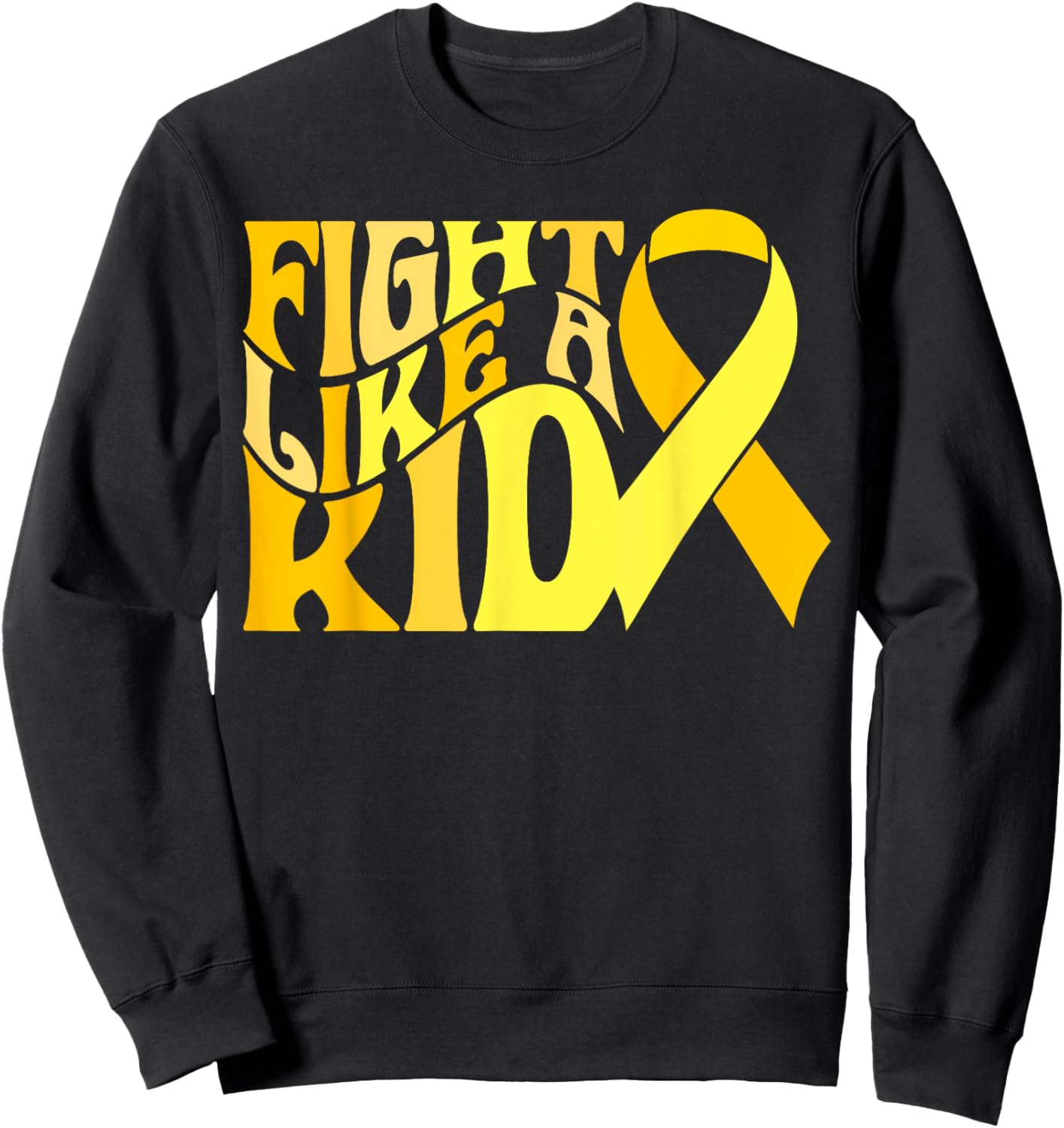 Fight Like Kid Golden Ribbon Childhood Cancer Awareness 2024 Sweatshirt - Sweatshirt | Black