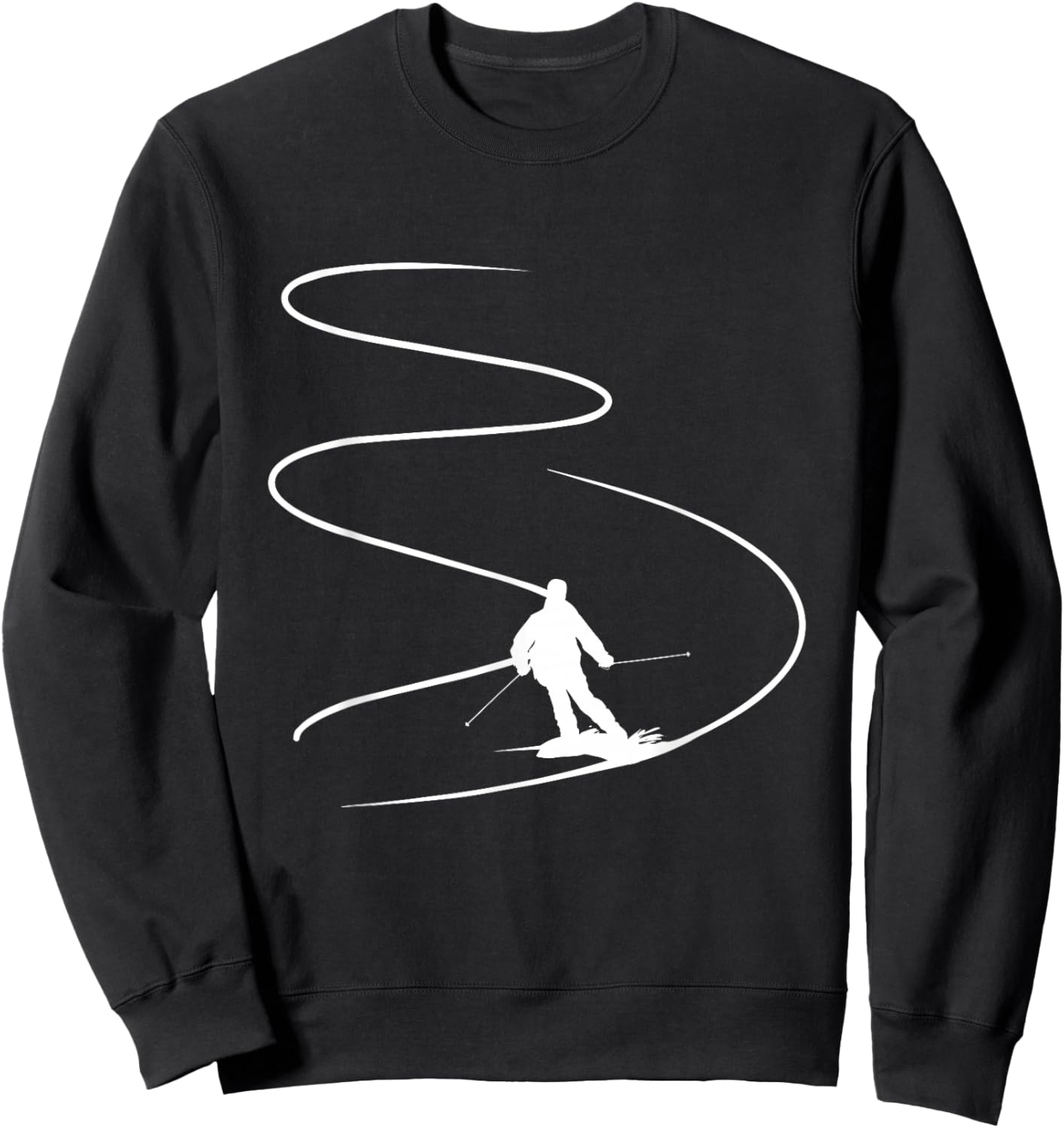 Skier With Tracks In Deep Powder Snow Freeride Sport Skiing Sweatshirt - Sweatshirt | Black