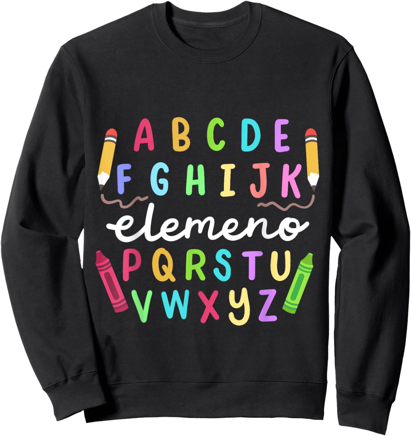 ABC Alphabet Elemeno Happy First Day Of School Teachers Kids Sweatshirt - Sweatshirt | Black