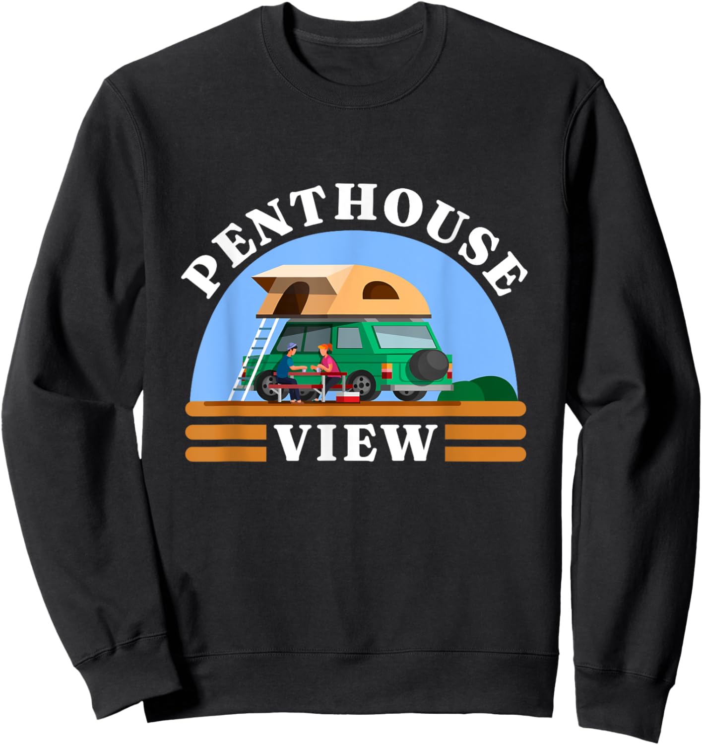 Penthouse View Rooftop Tent Camping Off-Road Vehicle Camper Sweatshirt - Sweatshirt | Black