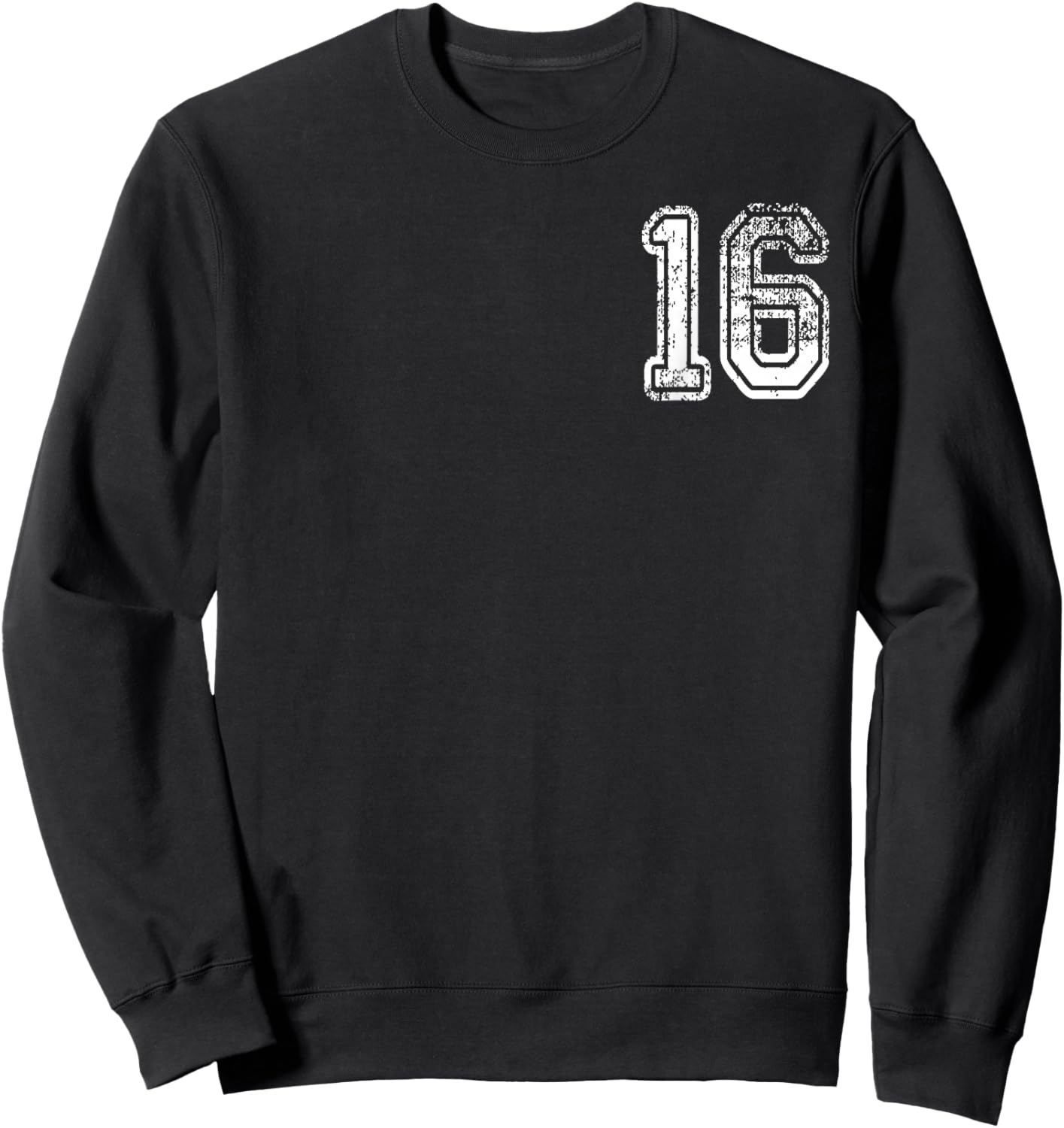 Number 16 in Grungy White Sweatshirt - Sweatshirt | Black