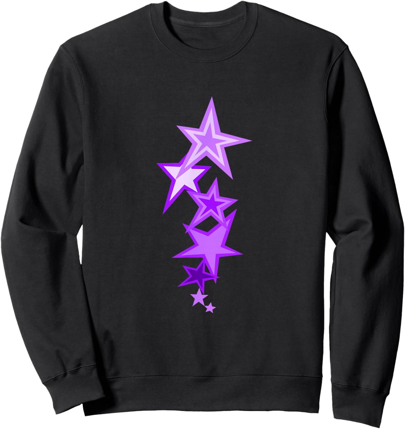 Purple Color Vertical Stars Purple Graphic Sweatshirt - Sweatshirt | Black
