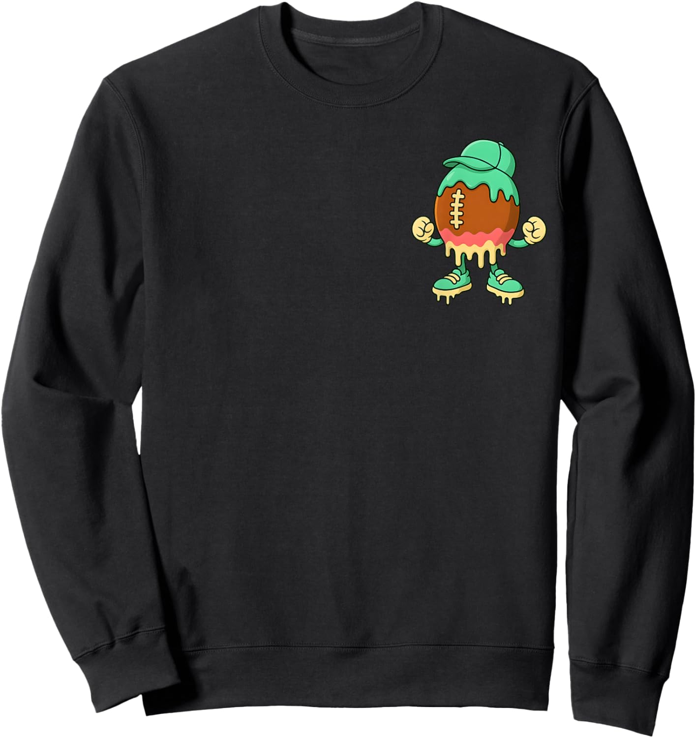 Football Ice Cream Drip Boys Character Front & Back Sweatshirt - Sweatshirt | Black