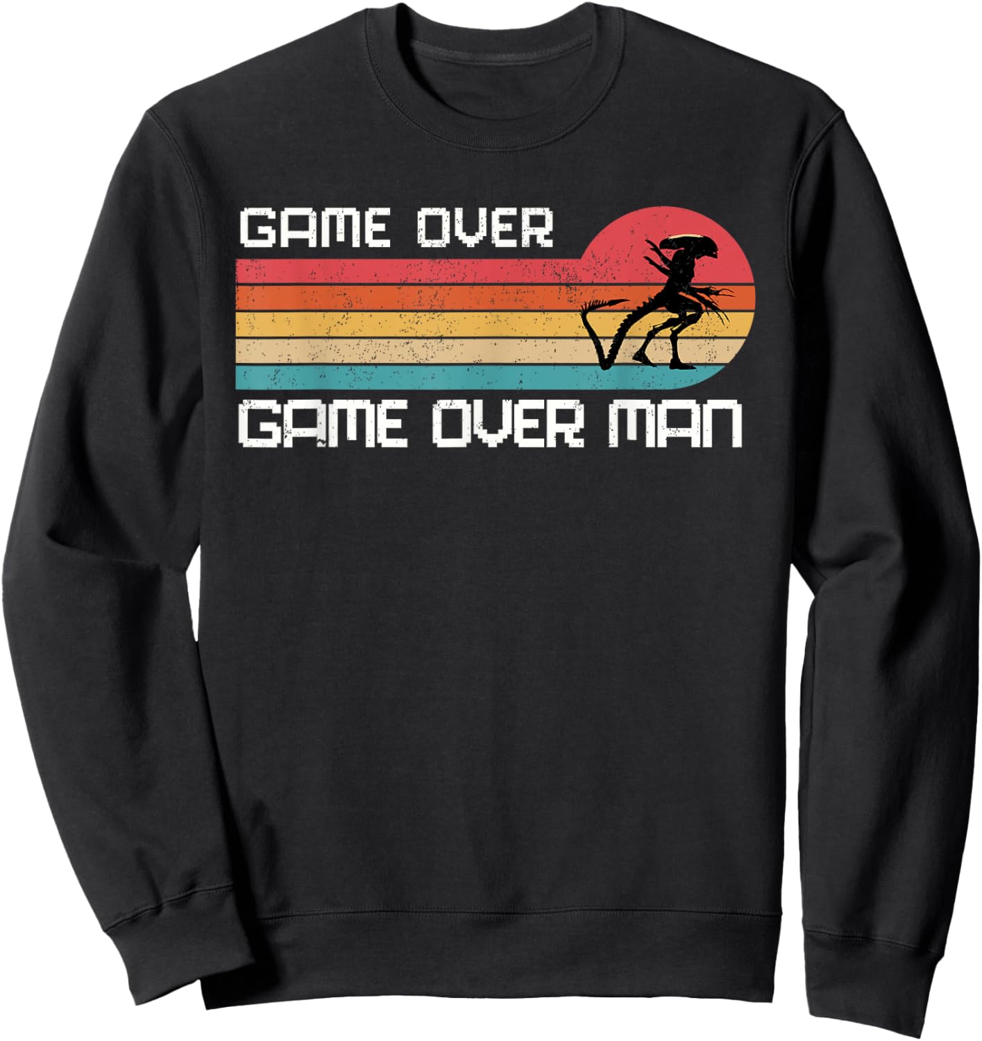 Novawarez Alien Game Over Man -Adults Black Small Alien-Themed Halloween Sweatshirt - Sweatshirt | Black