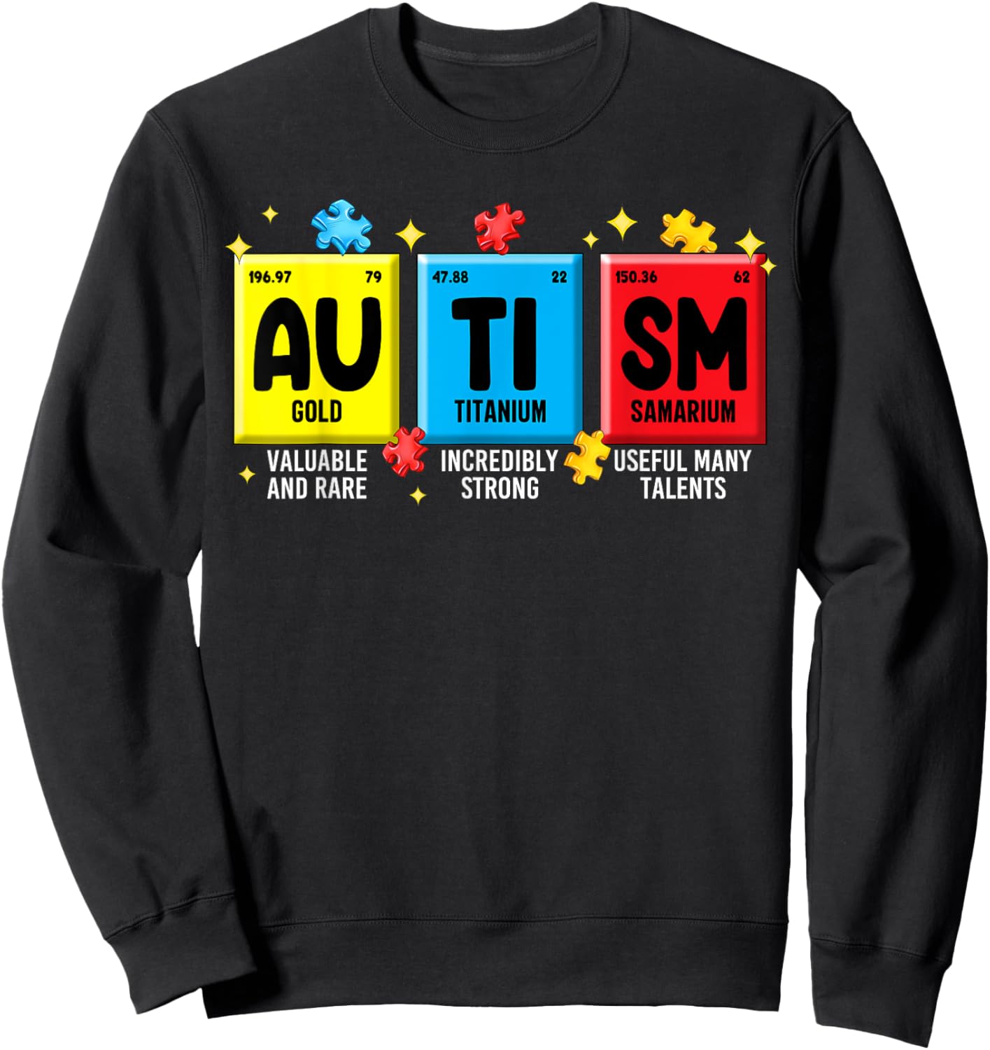 Autism Elements Periodic Table Awareness ASD Men Women Kids Sweatshirt - Sweatshirt | Black