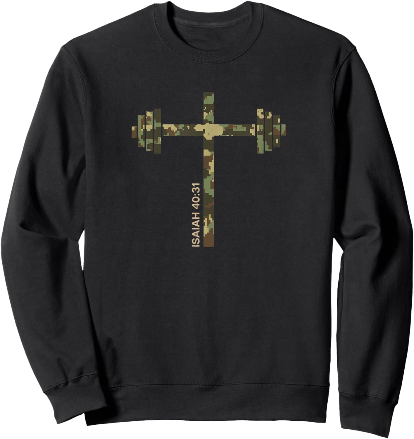 Christian Camo Cross Gym Weightlifting Military Graphic Sweatshirt - Sweatshirt | Black