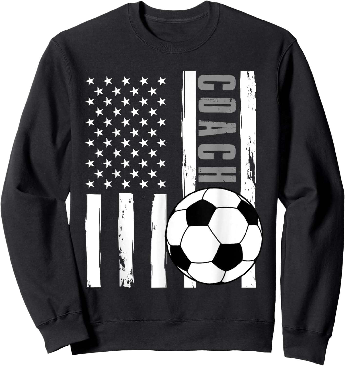 USA Flag Soccer Coach Funny Soccer Trainer American Outfit Sweatshirt - Sweatshirt | Black