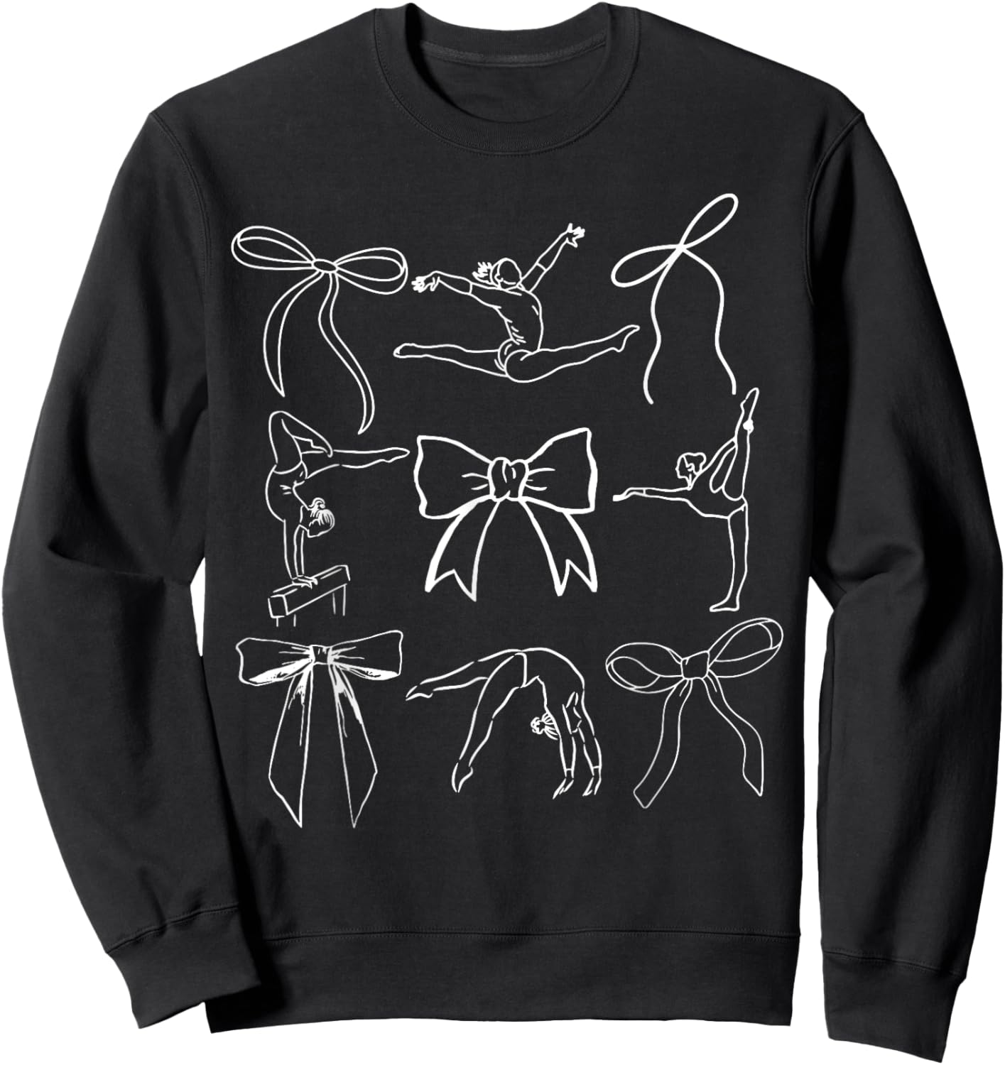 Retro Coquette Bows Gymnastics Sports Gymnast Cute Mom Women Sweatshirt - Sweatshirt | Black