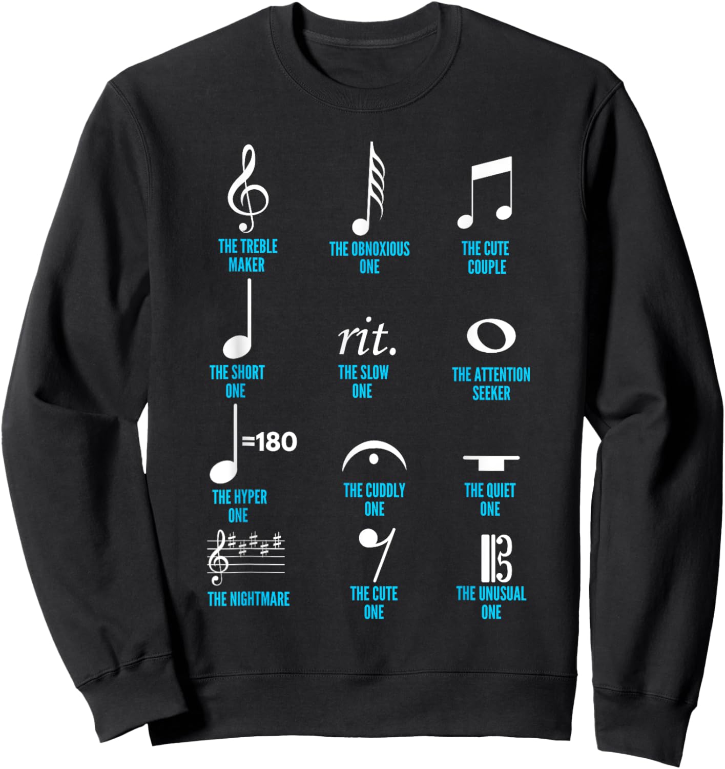 Musical Notes Symbol Definition Funny Musician Bands Sweatshirt - Sweatshirt | Black