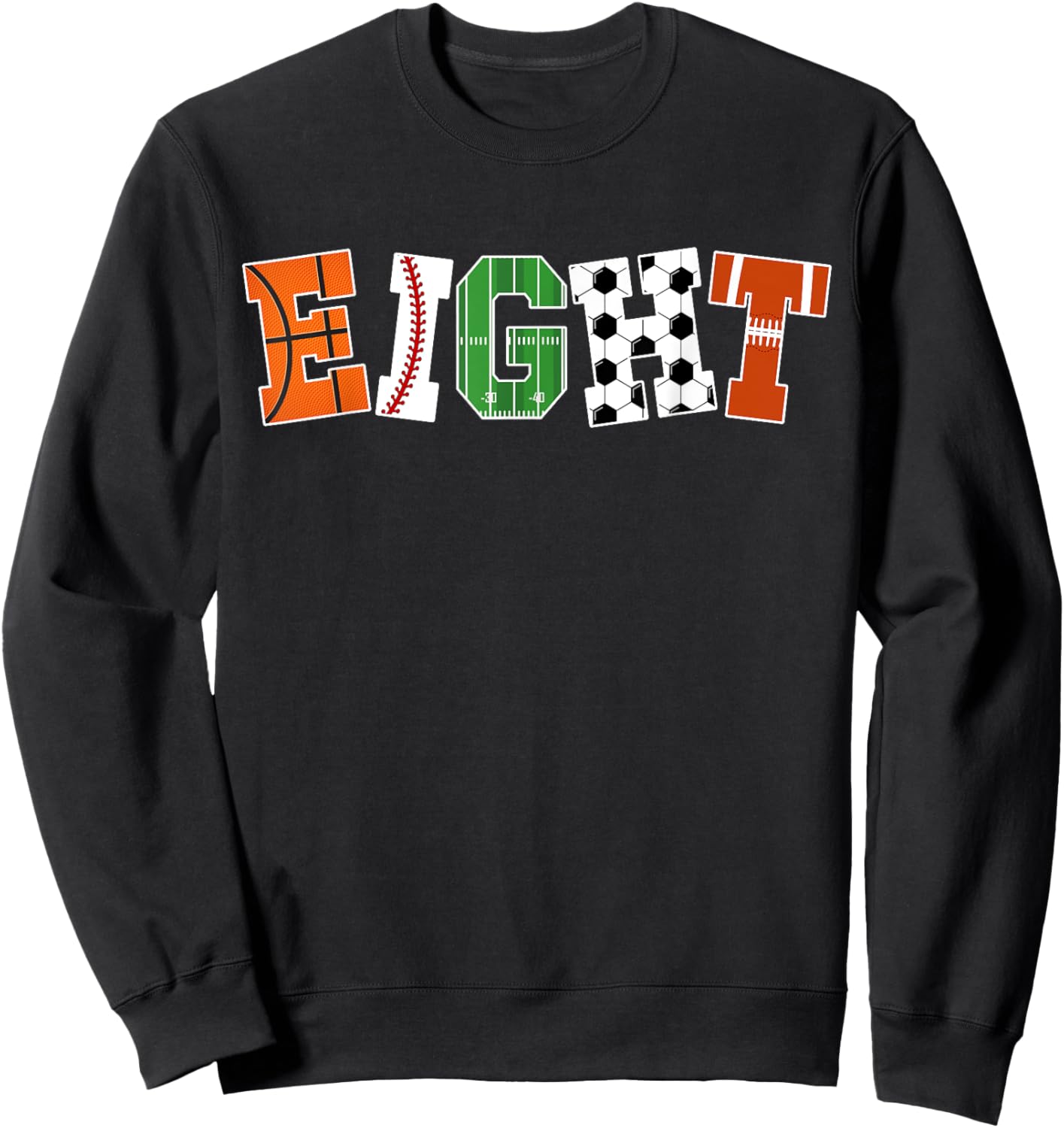 8th Birthday Sports Birthday Party 8 Year Old Boy Sweatshirt - Sweatshirt | Black
