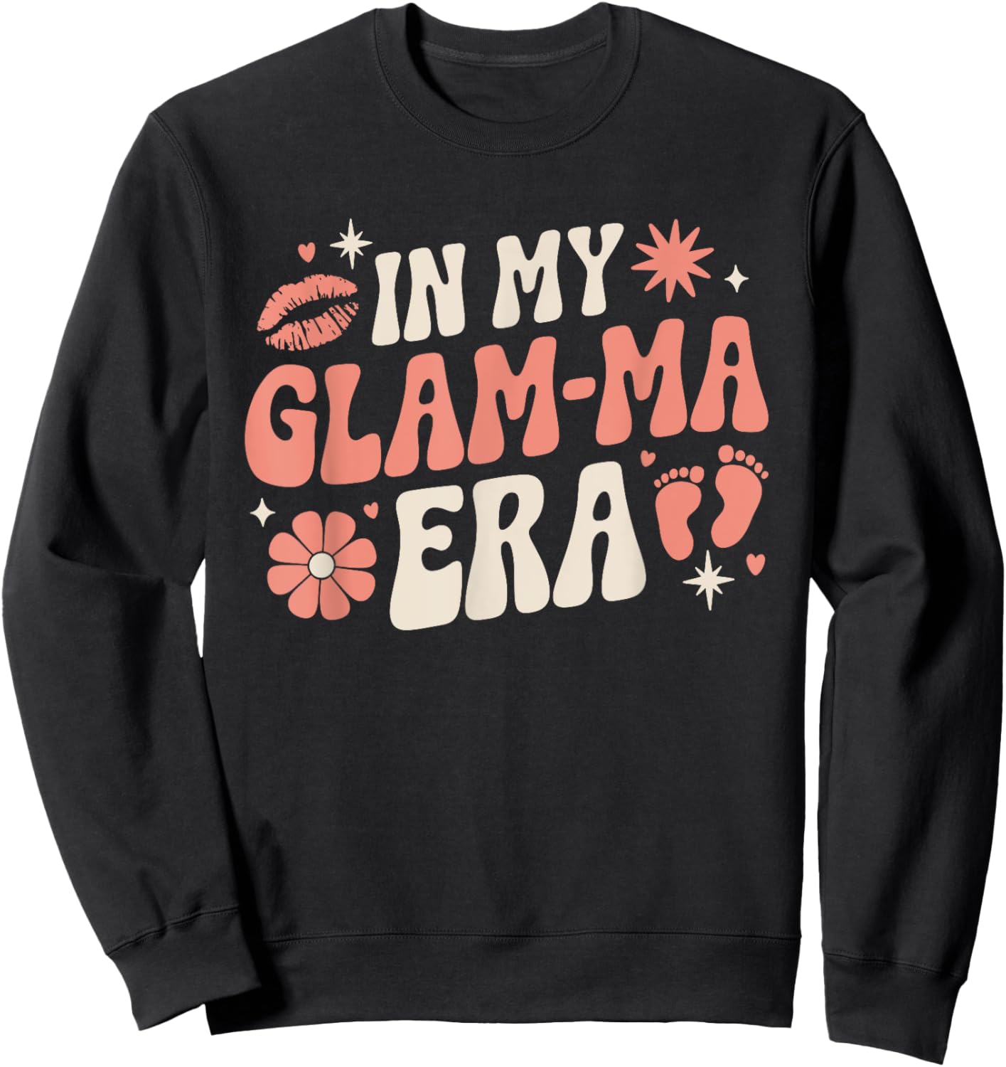 Retro In My Glam-Ma Era Funny Grandma Baby Announcement Sweatshirt - Sweatshirt | Black