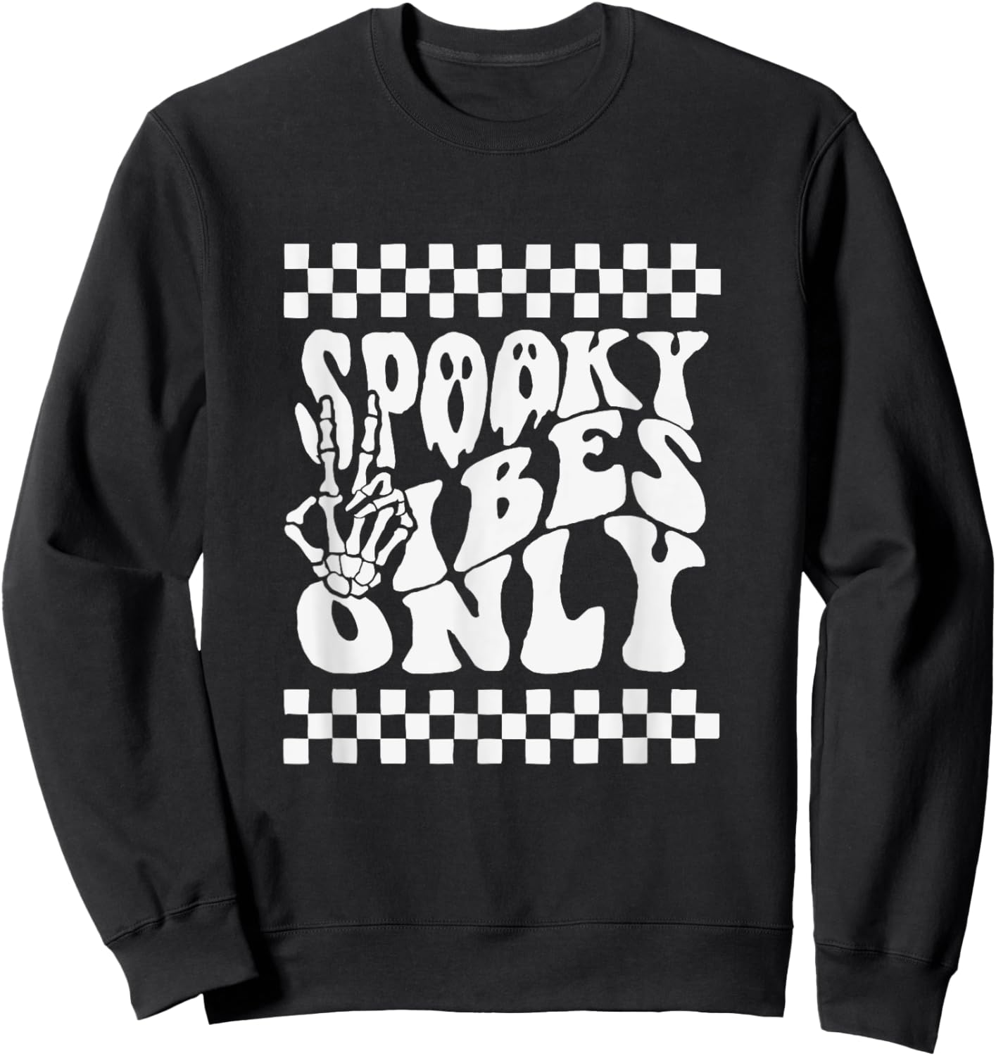 Spooky Vibes Only Halloween Retro Ghosts 80s Party Sweatshirt - Sweatshirt | Black