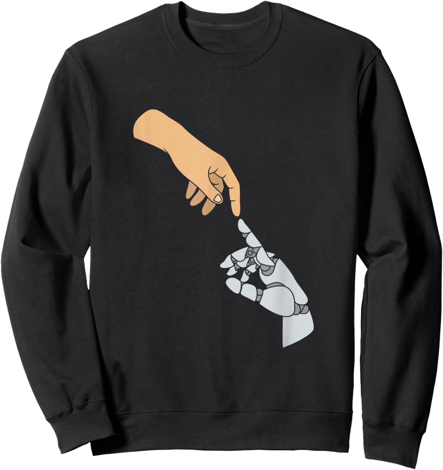 Funny Artificial Intelligence Human Hand And AI Robot Hand Sweatshirt - Sweatshirt | Black