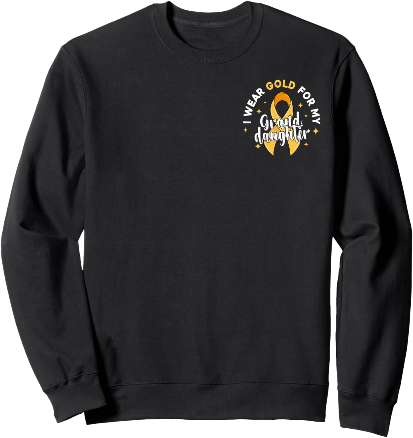 I Wear Gold For My Granddaughter Pocket Childhood Cancer Sweatshirt - Sweatshirt | Black