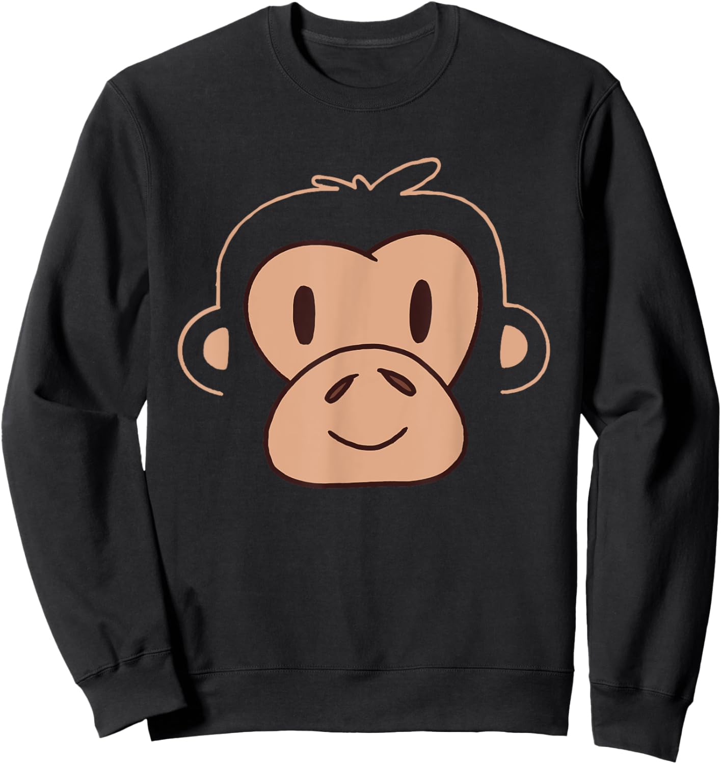 Kawaii Monkey Face Sweatshirt - Sweatshirt | Black
