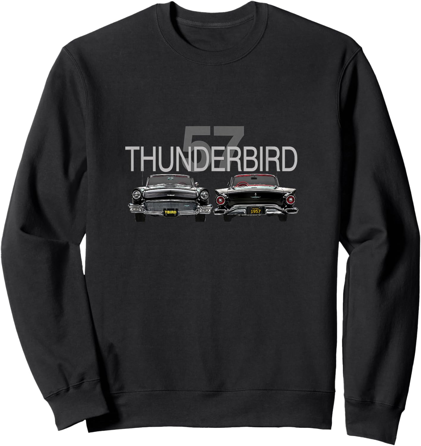 VINTAGE 1956 THUNDERBIRD, CLASSIC AMERICAN SPORTS CAR, 1950s Sweatshirt - Sweatshirt | Black