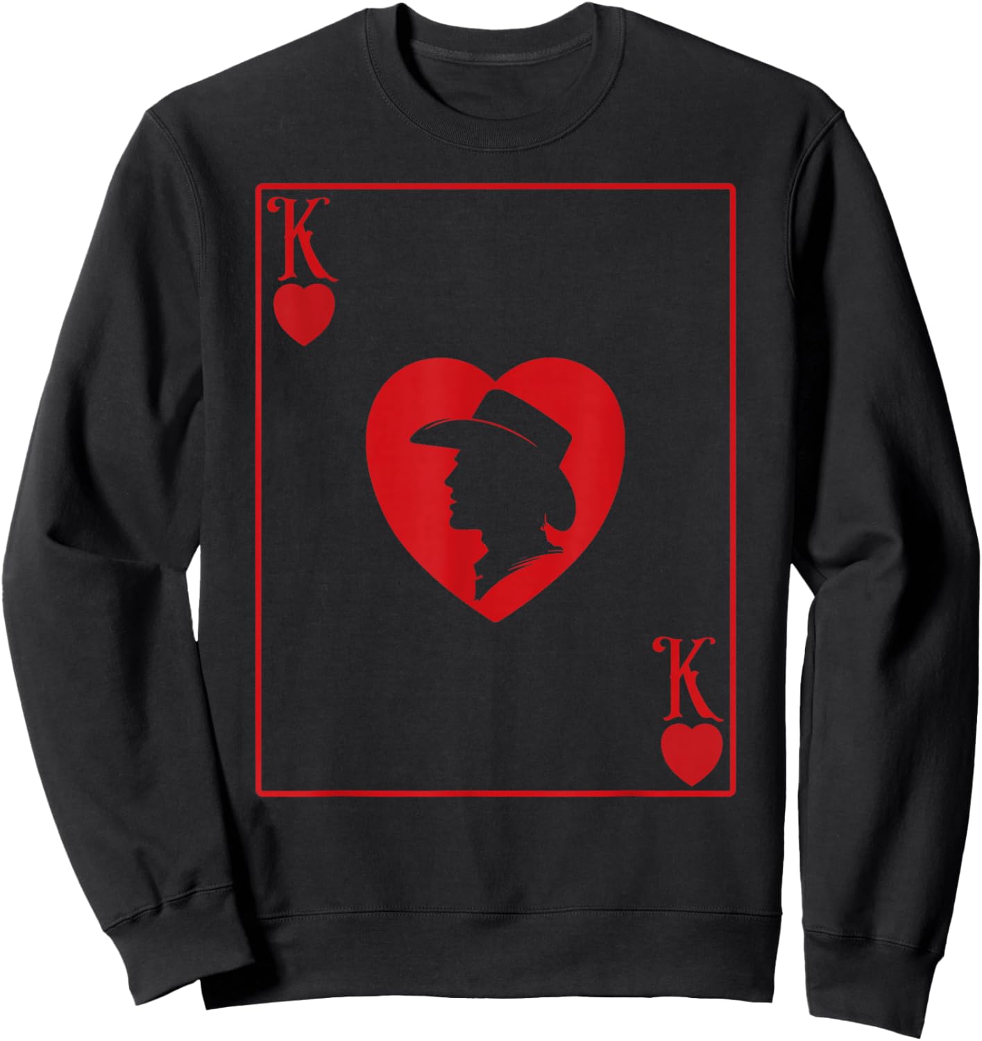 Western King of Hearts Cowboy Poker Playing Card Sweatshirt - Sweatshirt | Black
