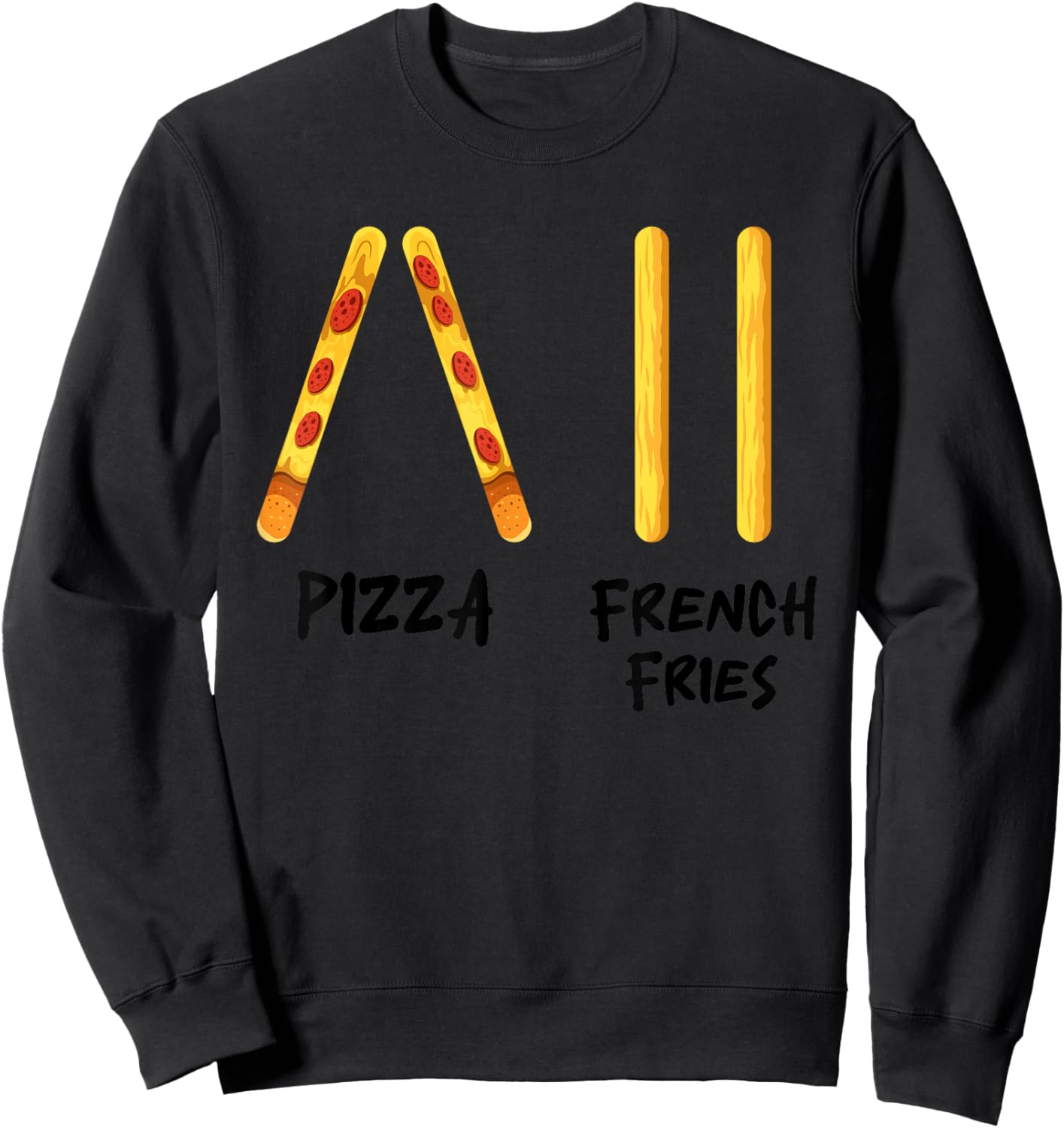 Funny Pizza French Fries Ski Instructor Skiing Snack Lovers Sweatshirt - Sweatshirt | Black