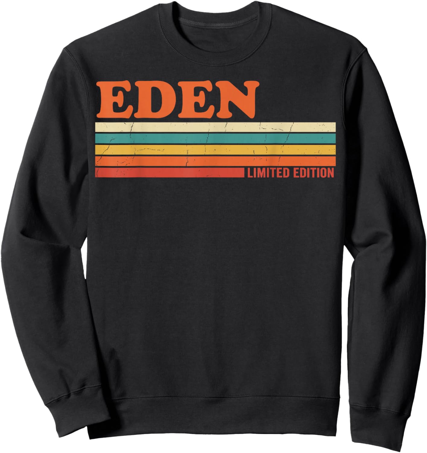 Eden Rétro Prénom Personnalisé Vintage Rayures Sweatshirt - Sweatshirt | Black