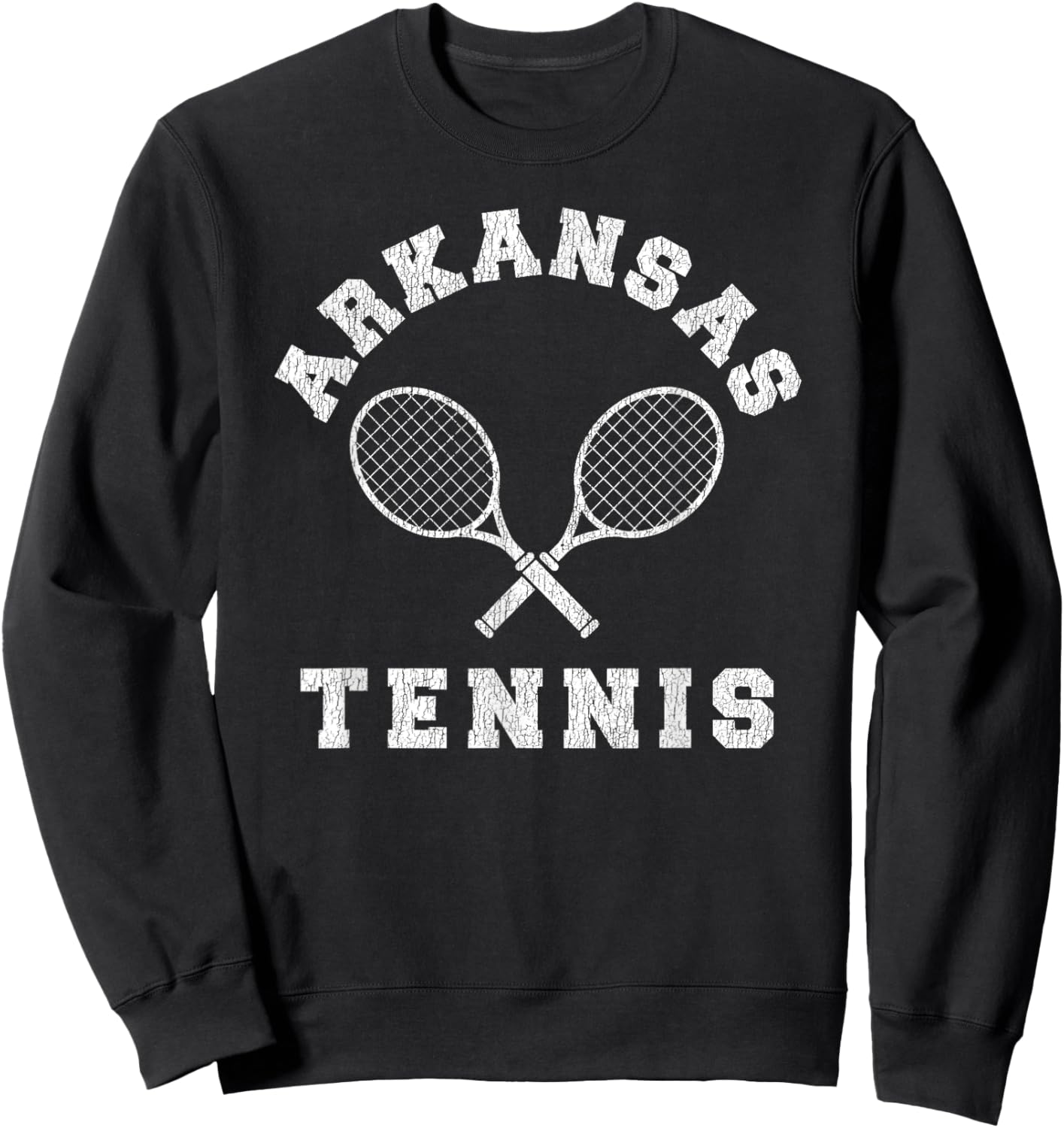 Arkansas Vintage Tennis Team Distressed Retro 90s Vibe Sweatshirt - Sweatshirt | Black