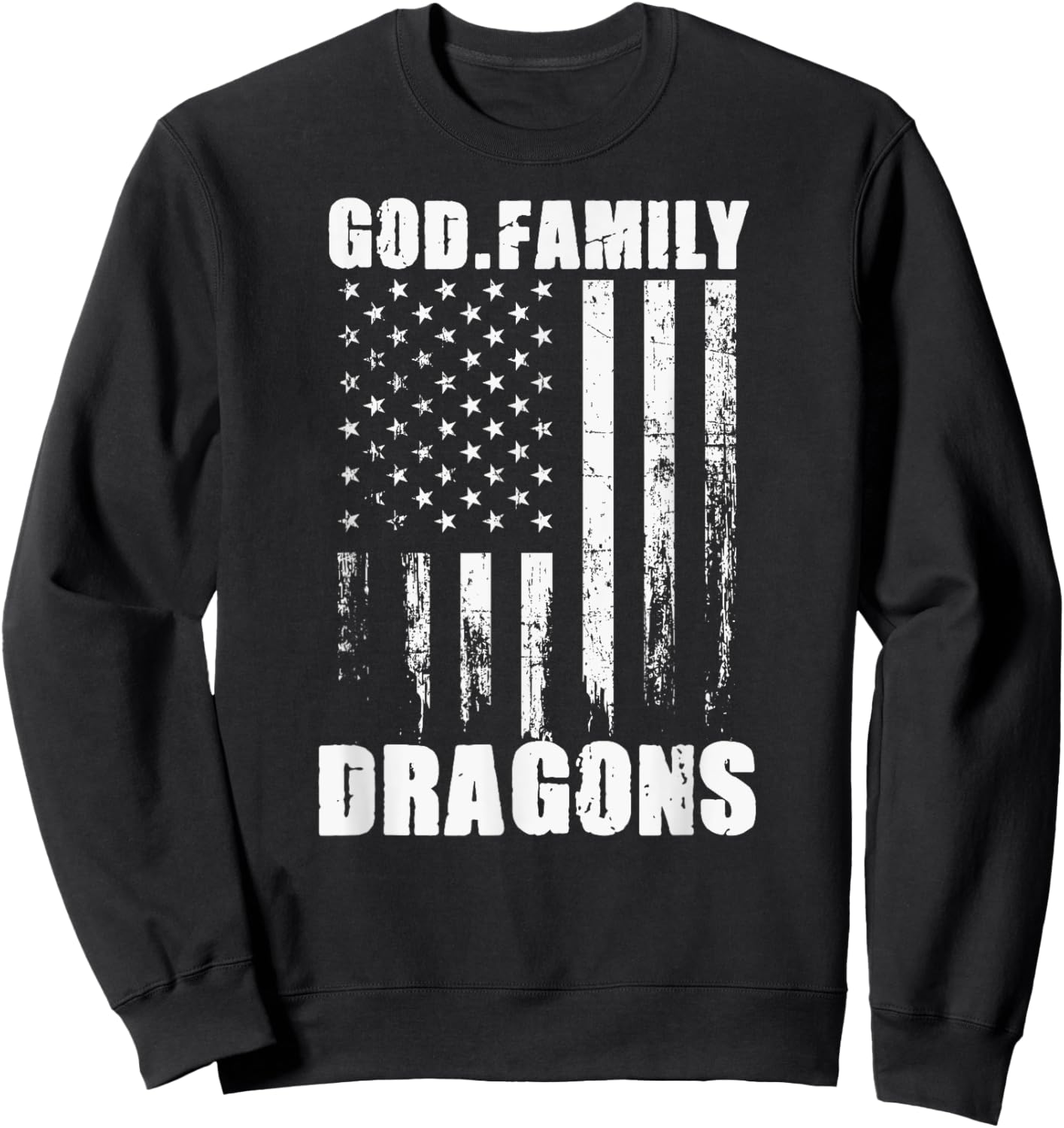 New Palestine Dragons God. Family. Vintage USA Flag Sweatshirt - Sweatshirt | Black