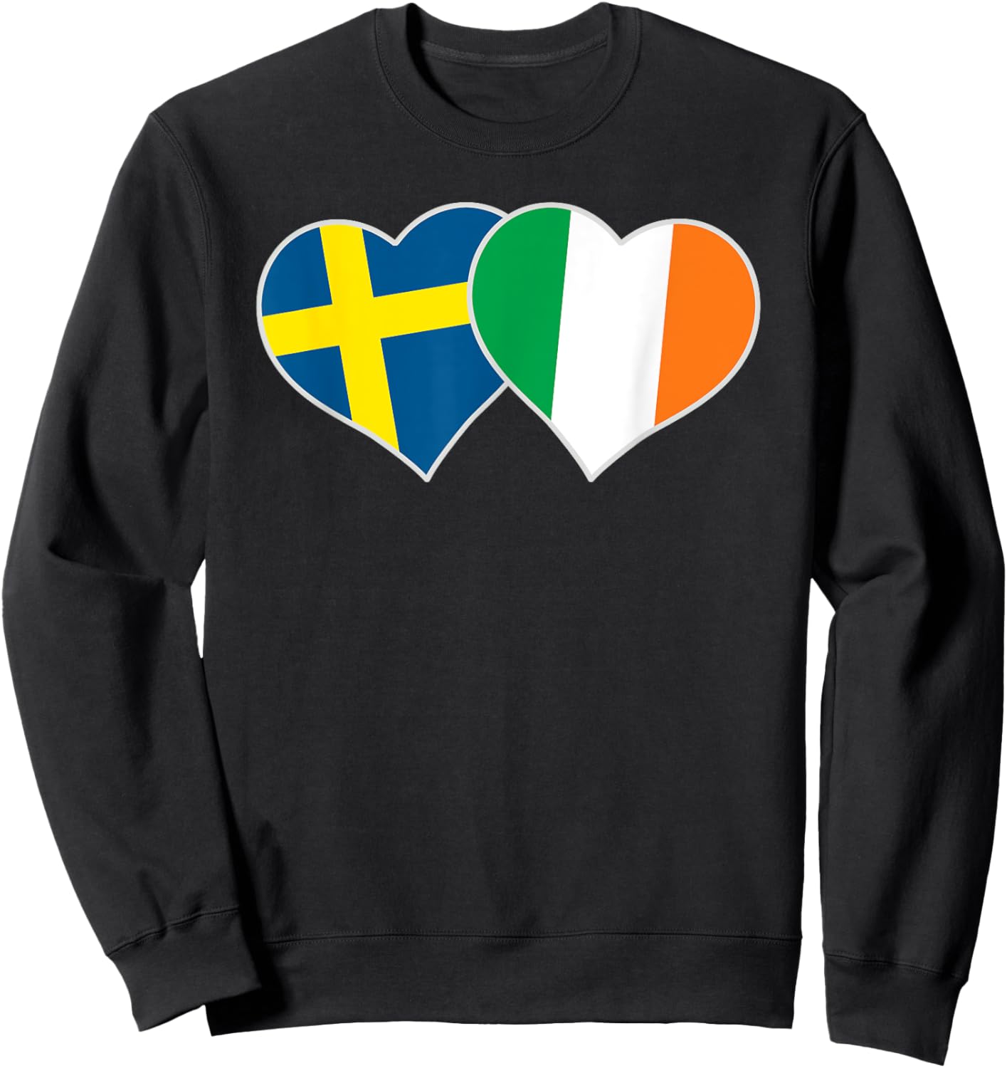 Swedish Irish Flag Heart Sweden Ireland Mix Heritage Sweatshirt - Sweatshirt | Black