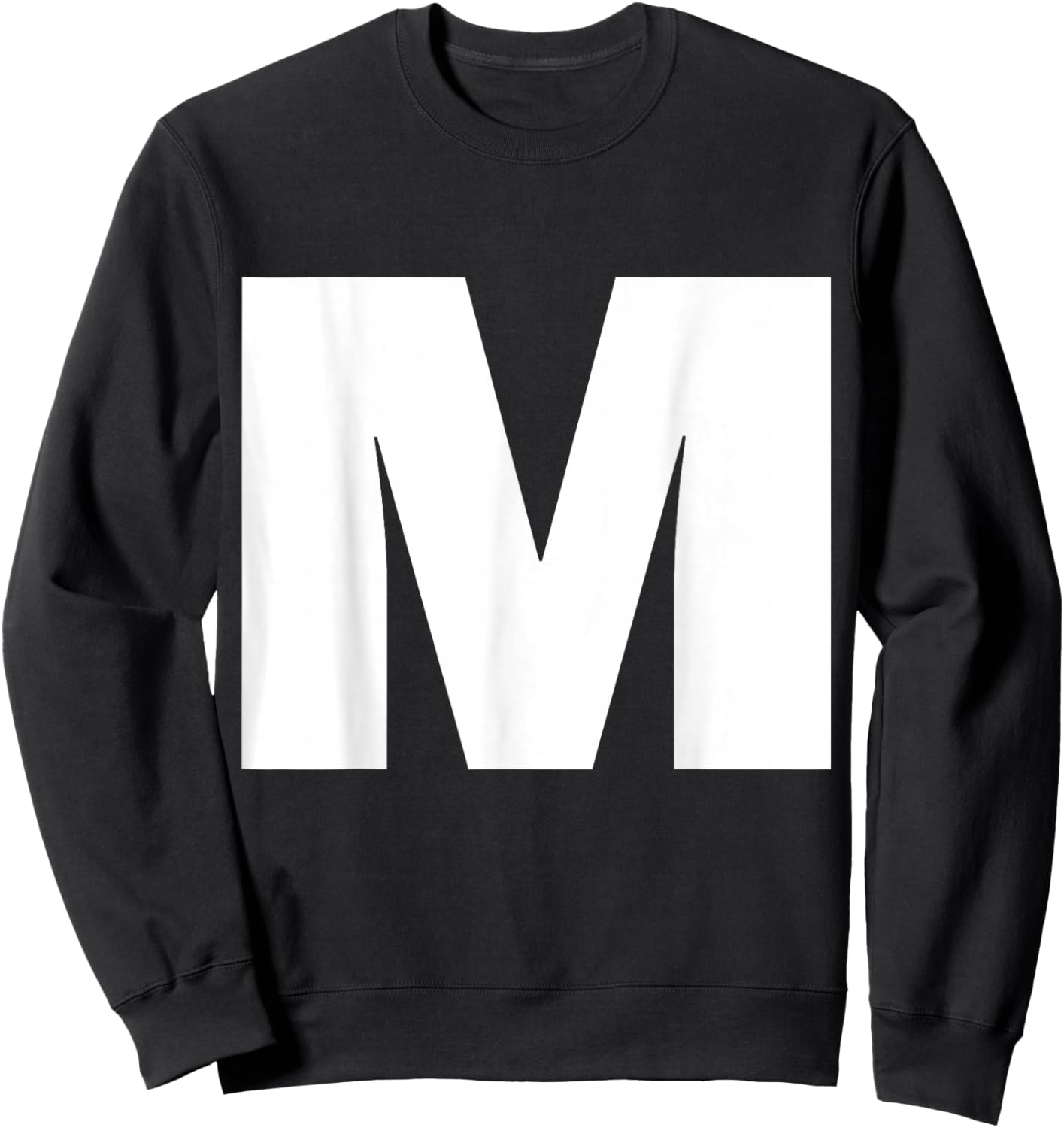 The Letter M Capital Plain White Bold Text Sweatshirt - Sweatshirt | Black