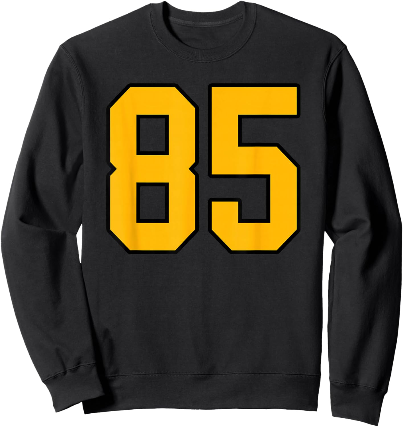 Gold and Black Sports Number 85 Jersey Uniform Player Sweatshirt - Sweatshirt | Black
