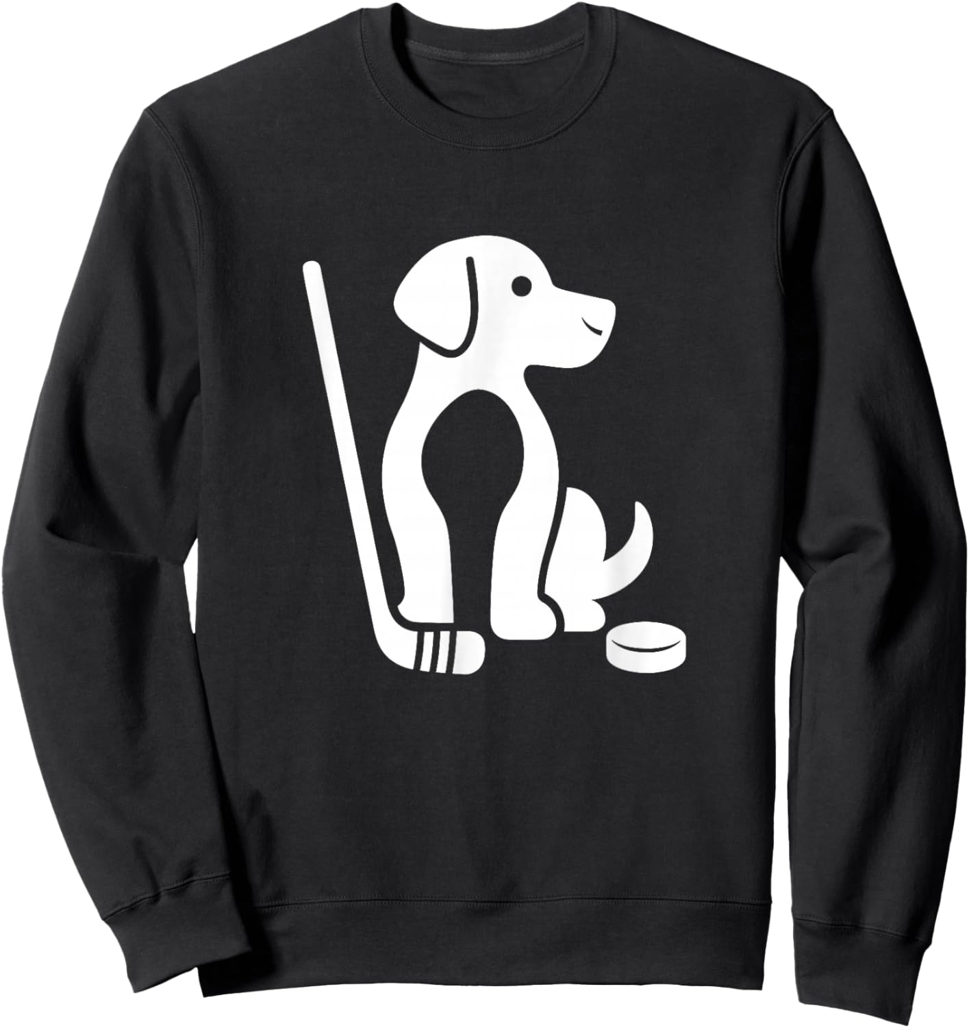 Cute Dog Hockey Lover Minimalist Design Sweatshirt - Sweatshirt | Black