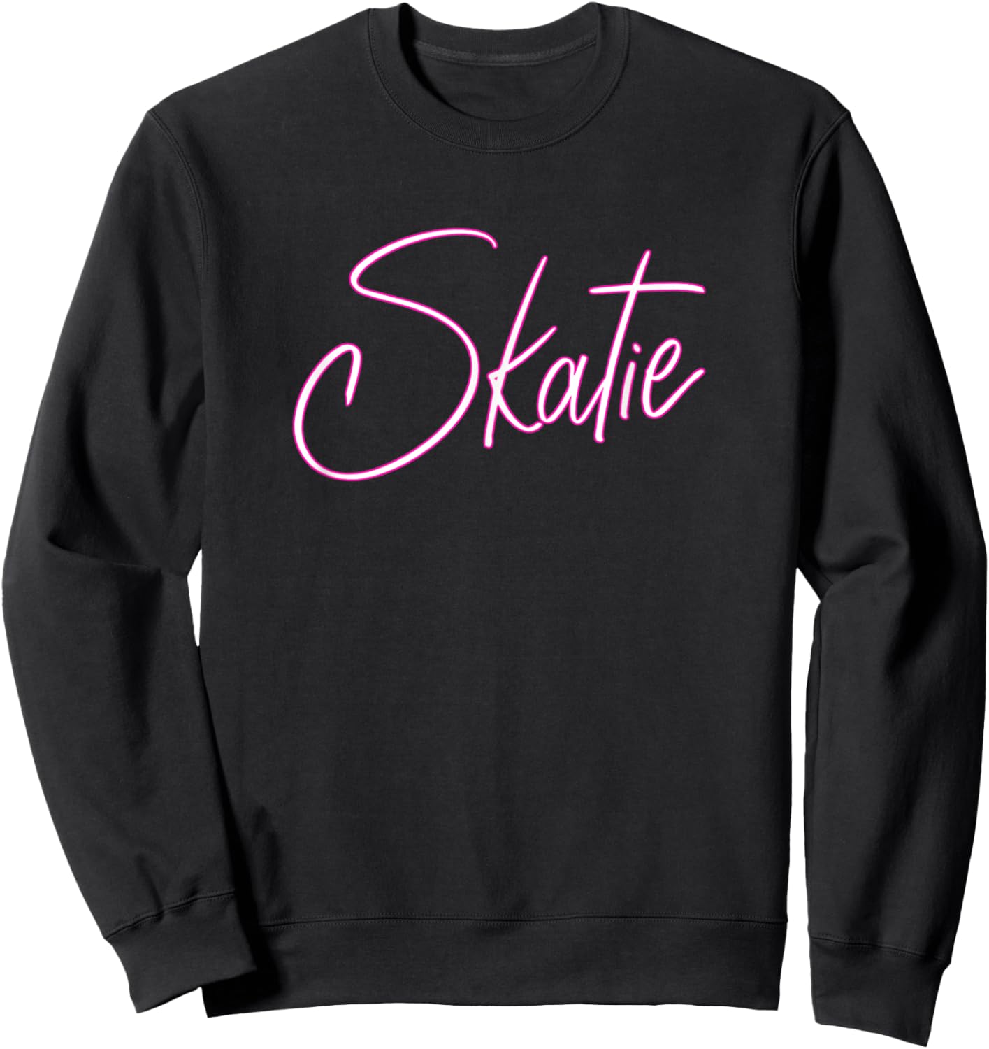 Skatie White with Pink Outline Bold and Stylish Design Sweatshirt - Sweatshirt | Black