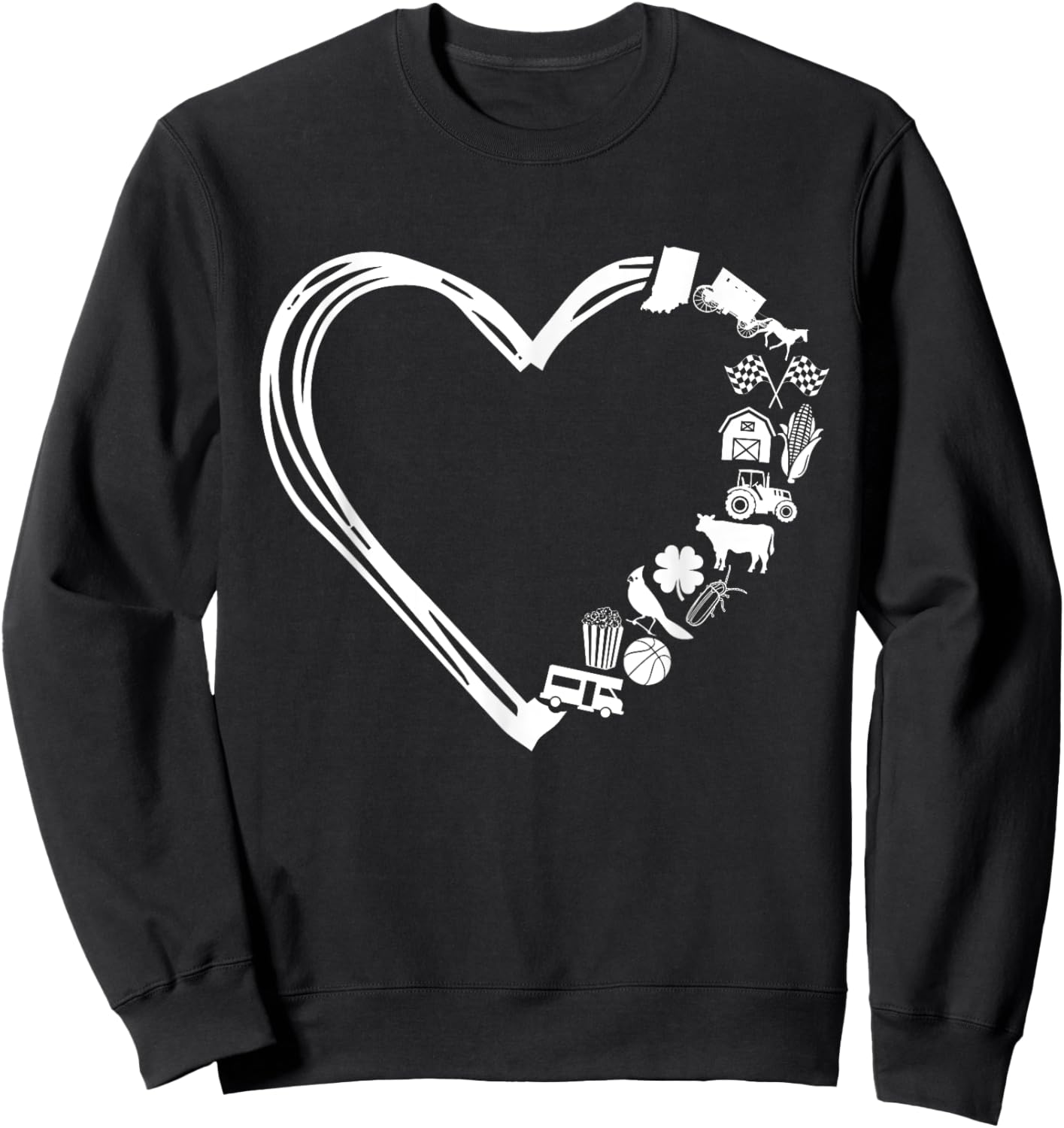 I Love the State of Indiana Heart Sweatshirt - Sweatshirt | Black