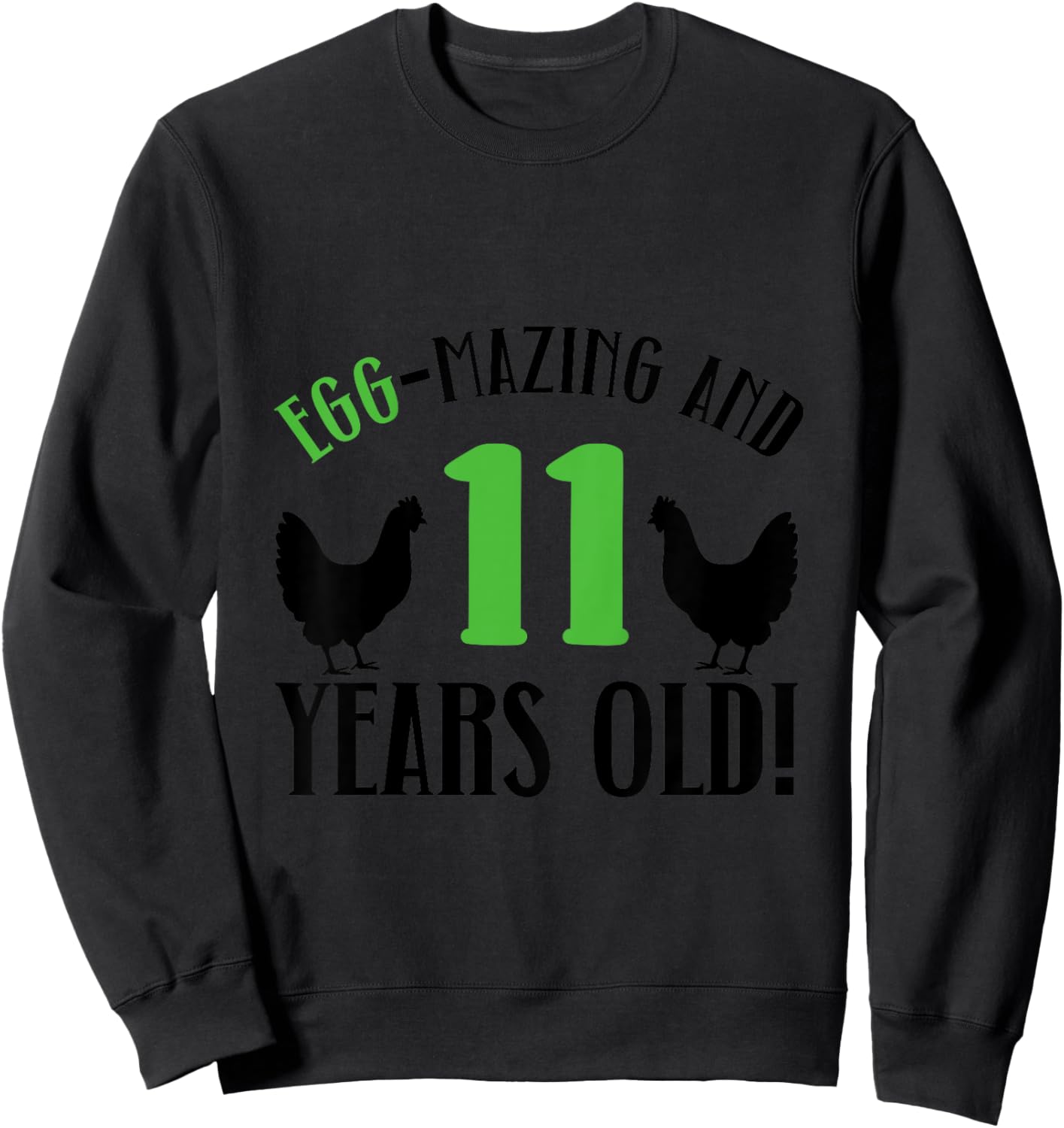 Kids 11th Birthday 11 Years Old Chicken Farmer chicken Lover Sweatshirt - Sweatshirt | Black