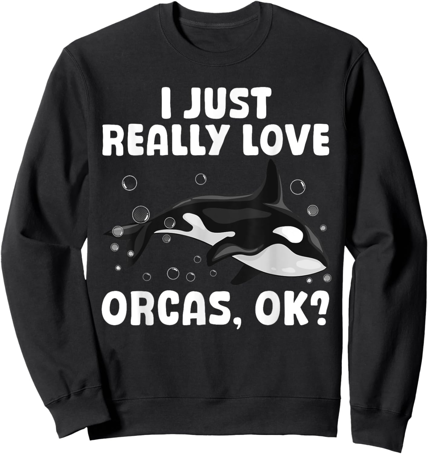 Funny Orca Whale Design Women Girls Boys Orca Lover Sweatshirt - Sweatshirt | Black