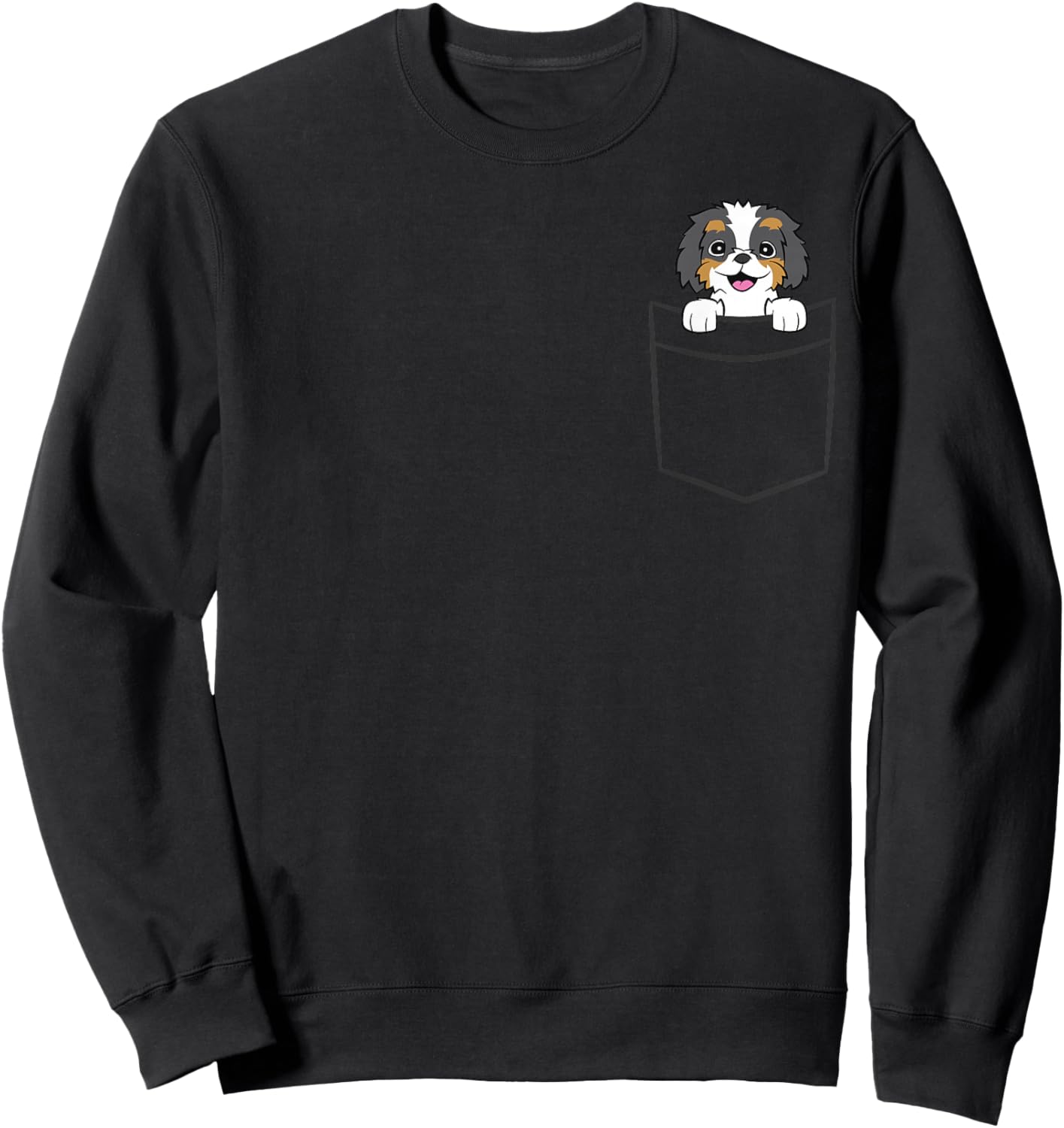Bernedoodle Dog In A Pocket Cute Pocket Bernedoodle Sweatshirt - Sweatshirt | Black