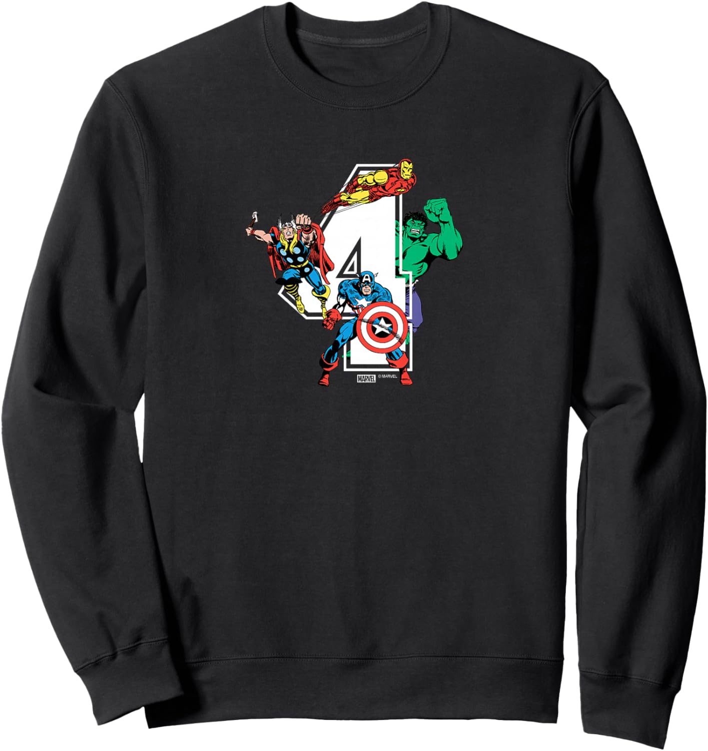 Kids Marvel - Avengers 4th Birthday Sweatshirt - Sweatshirt | Black