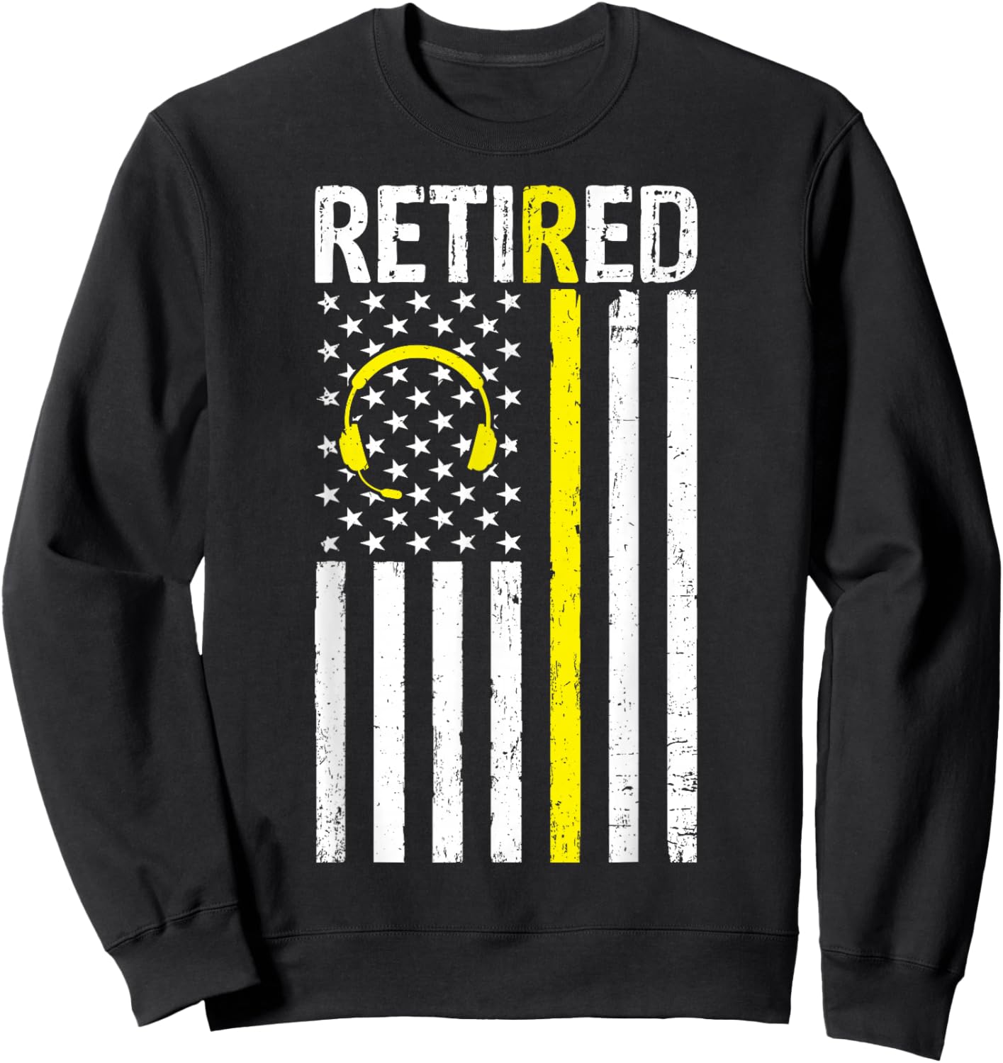 Retired 911 Dispatcher - USA Flag 911 Operator Retirement Sweatshirt - Sweatshirt | Black