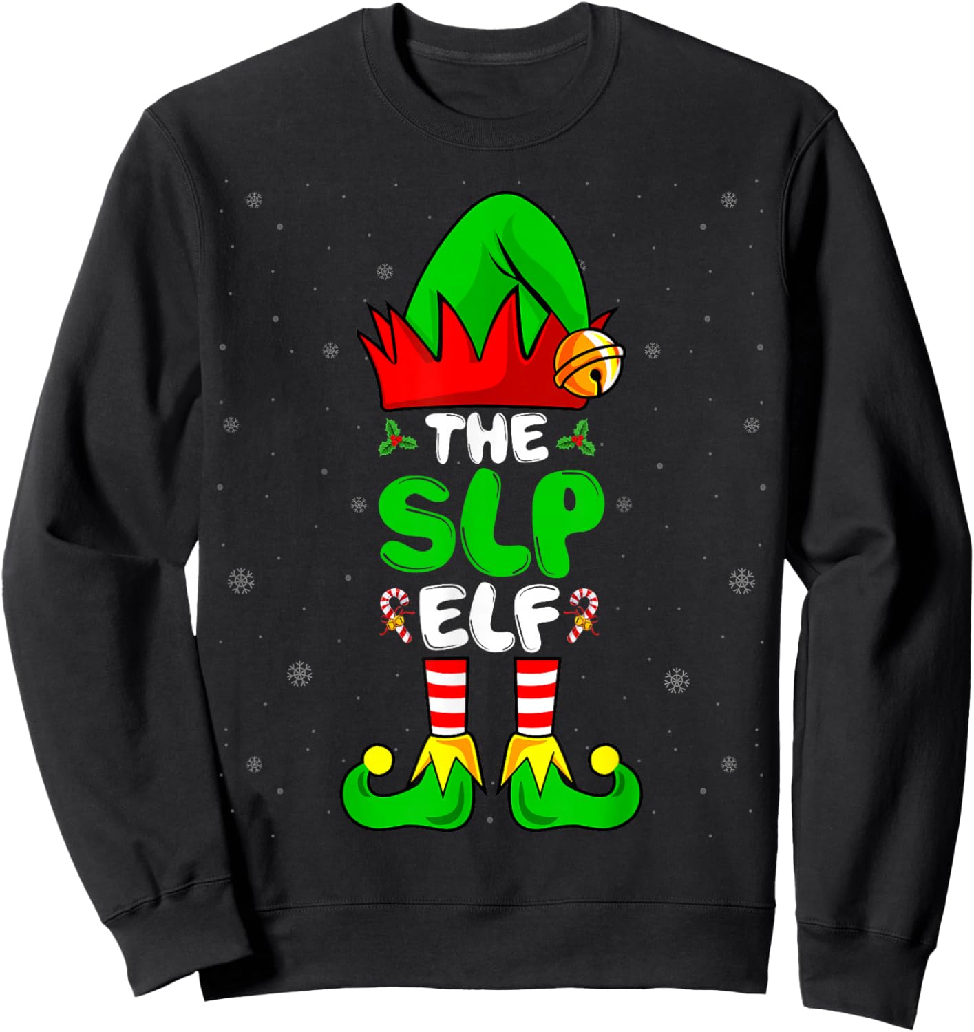 The SLP Elf - Speech Language Pathologists Christmas Sweatshirt - Sweatshirt | Black