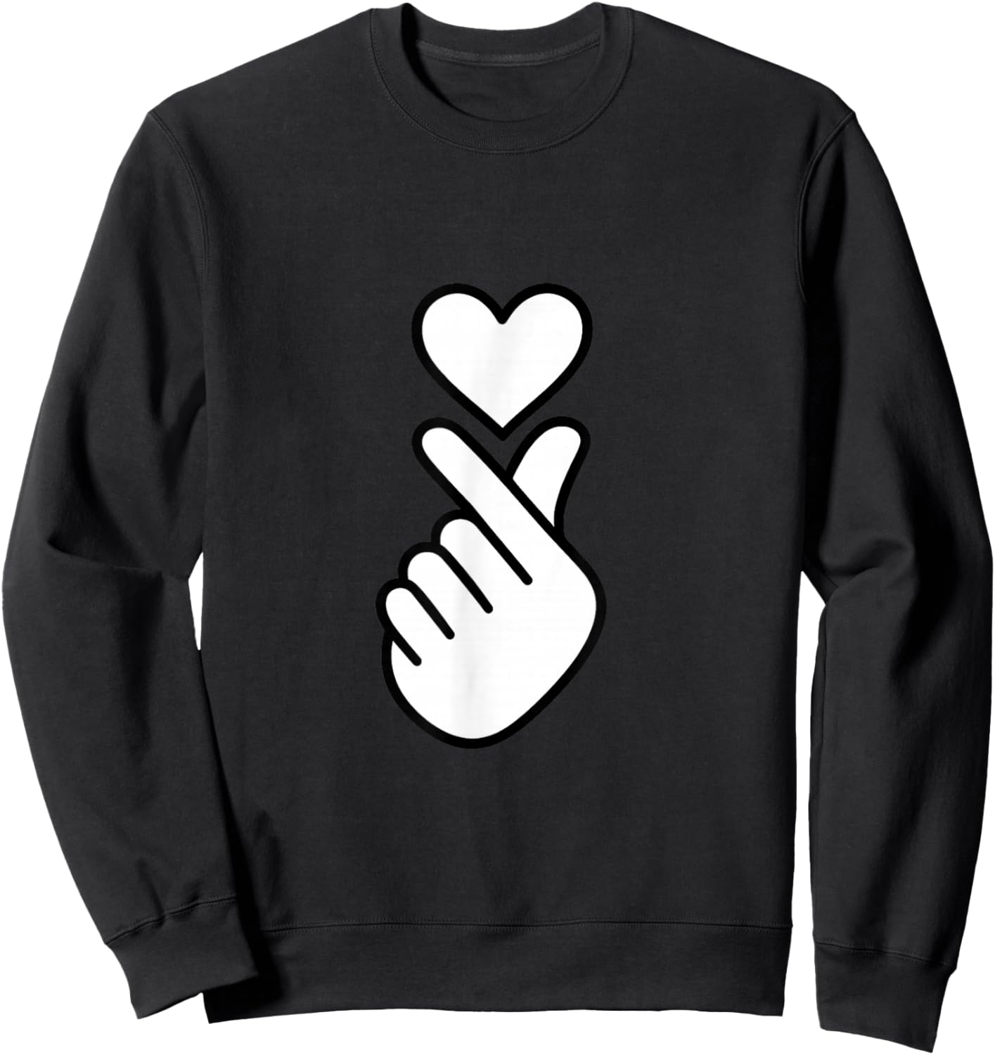 Cute Finger Heart Design Sweatshirt - Sweatshirt | Black