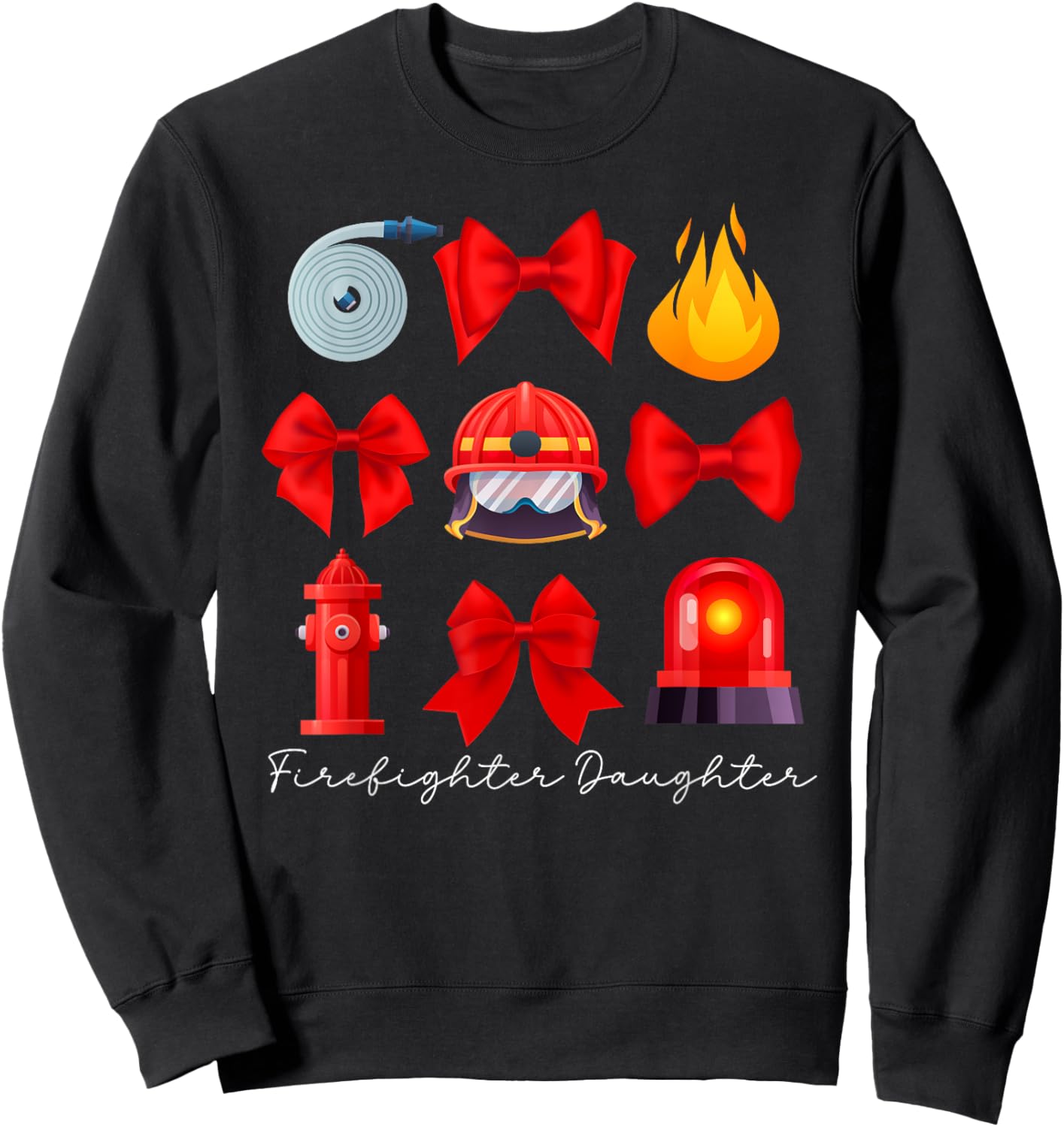 Firefighter Daughter Coquette Fire Daughter Fireman Daughter Sweatshirt - Sweatshirt | Black