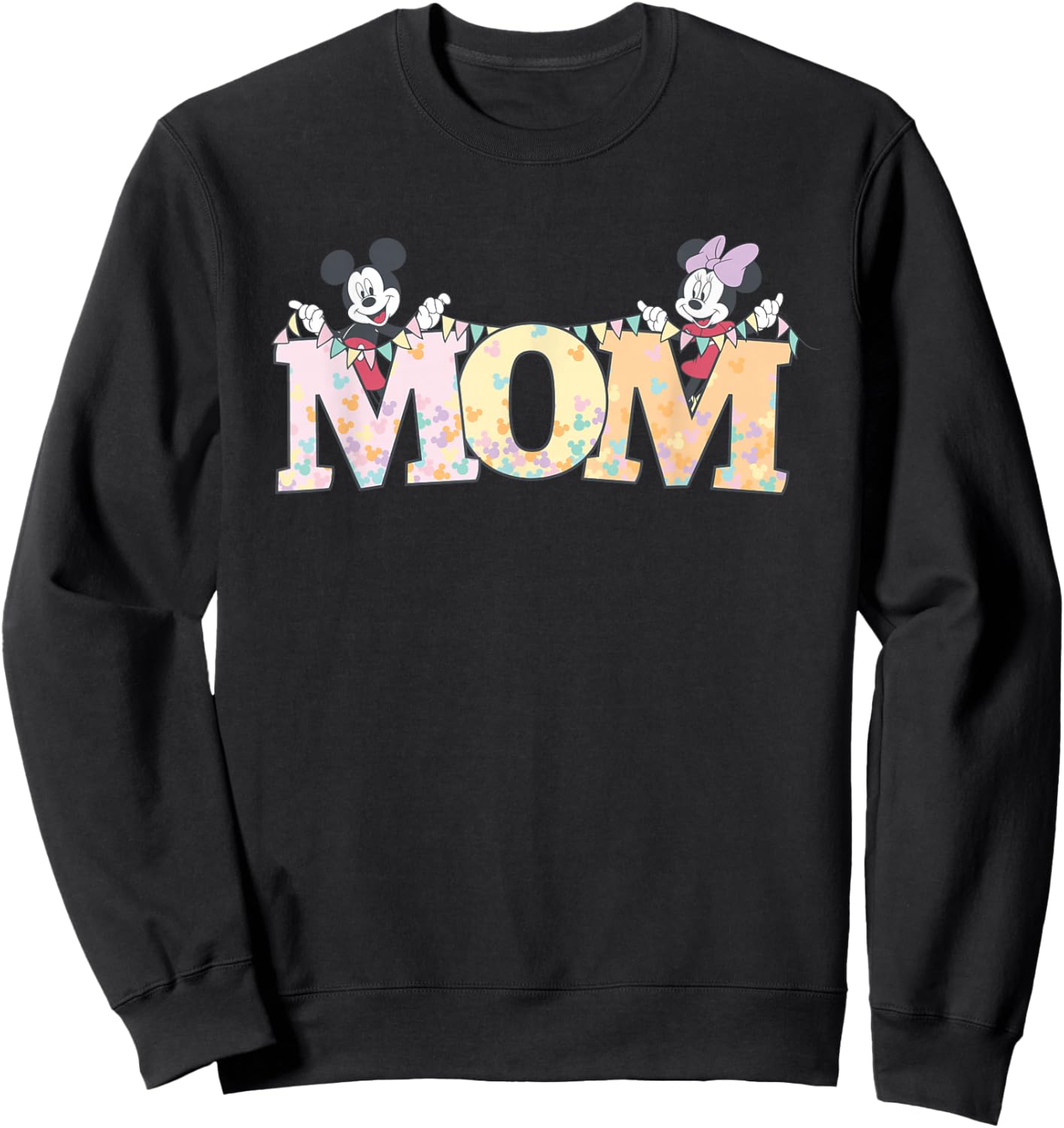 Disney Mom Mickey & Minnie Pastel Letters Family Disney Trip Sweatshirt - Sweatshirt | Black