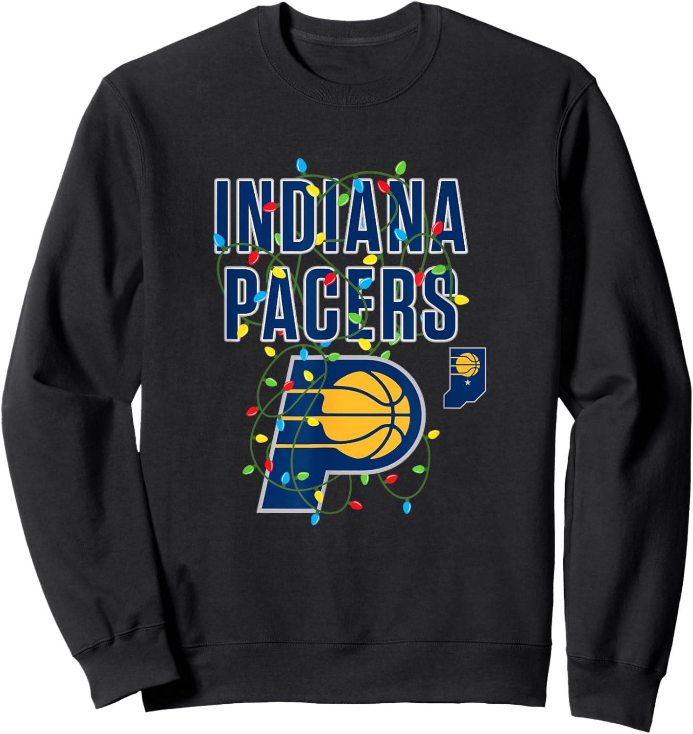 NBA Indiana Pacers Christmas Lights Holiday Sweatshirt - Sweatshirt | Black