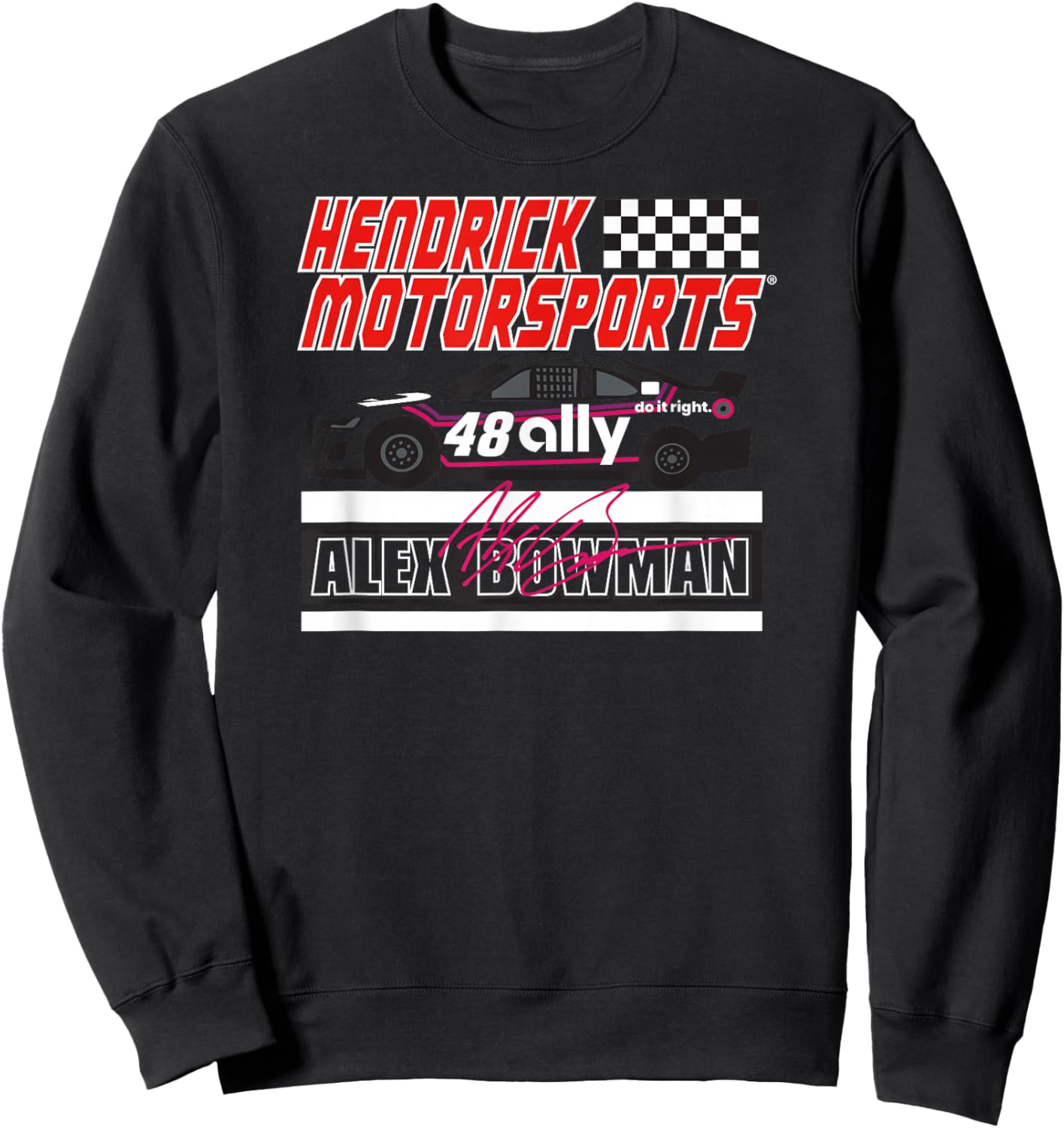 Hendrick Motorsports Alex Bowman 48 Signature Purple Sweatshirt - Sweatshirt | Black