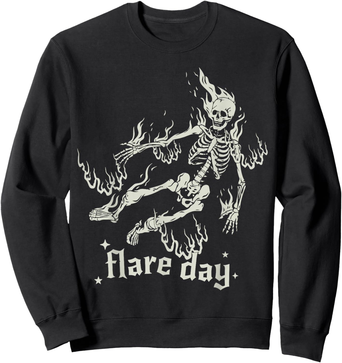 Halloween Skeleton Flare Day Fibromyalgia Endometriosis Sweatshirt - Sweatshirt | Black