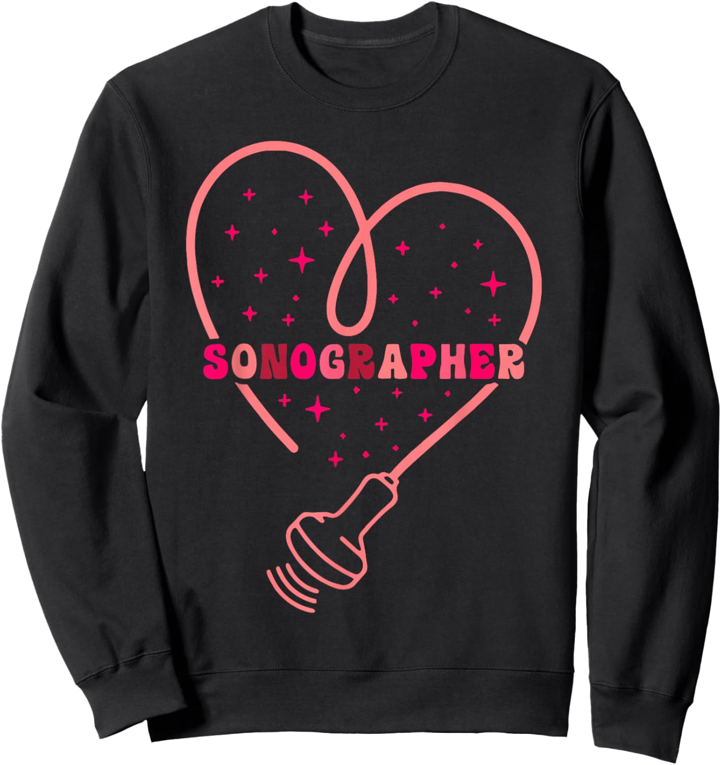 Sonographer Heart Valentine's Day Ultrasound Technologist Sweatshirt - Sweatshirt | Black