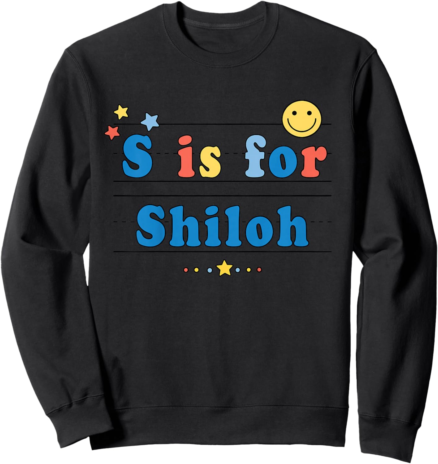 Kids Shiloh Name Shirt Alphabet S is for Shiloh Sweatshirt - Sweatshirt | Black