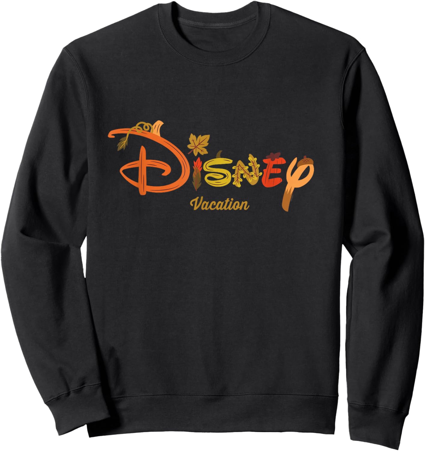Disney Autumn Fill Logo Fall Trip Vacation Sweatshirt - Sweatshirt | Black